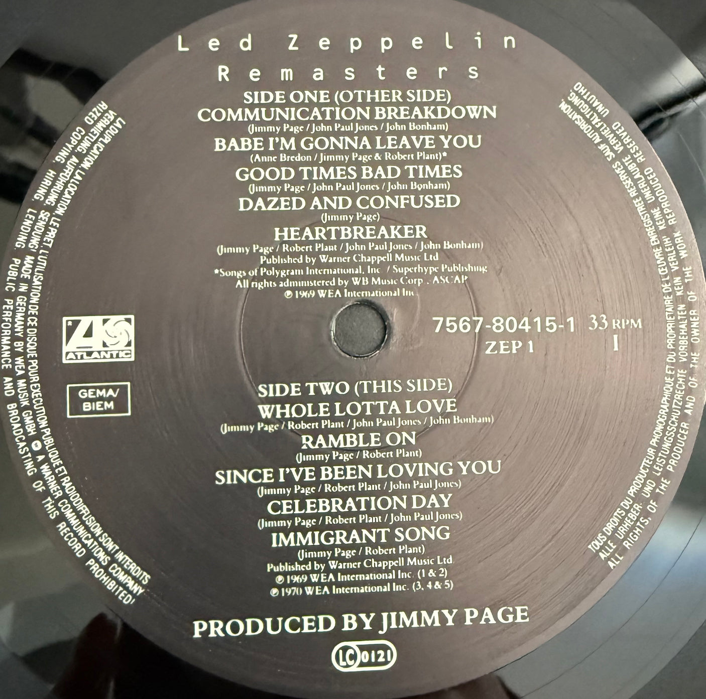 LED ZEPPELIN - Remasters - USED LP VINYL - ORIGINAL 1990 PRESS - VG+/VG+