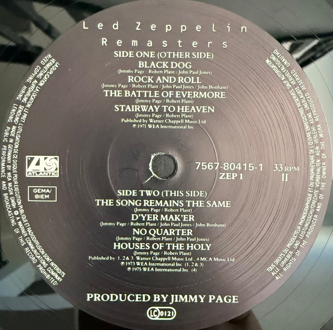 LED ZEPPELIN - Remasters - USED LP VINYL - ORIGINAL 1990 PRESS - VG+/VG+