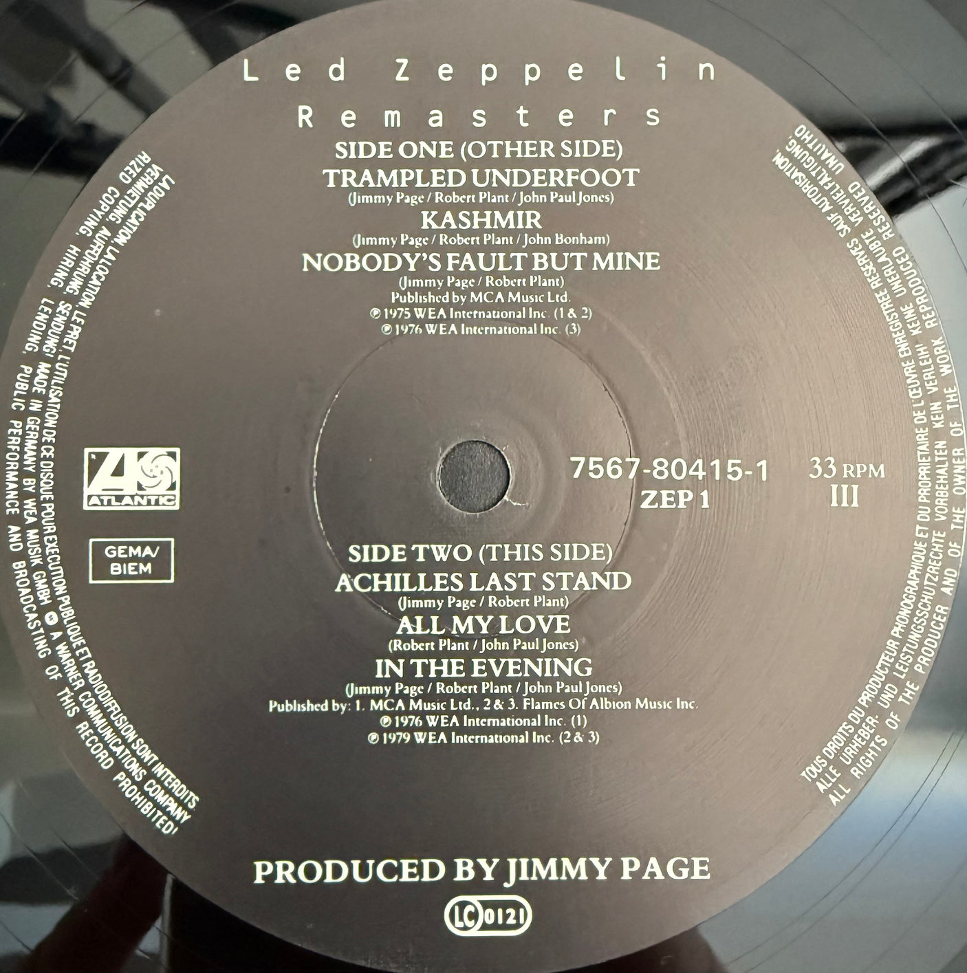 LED ZEPPELIN - Remasters - USED LP VINYL - ORIGINAL 1990 PRESS - VG+/VG+