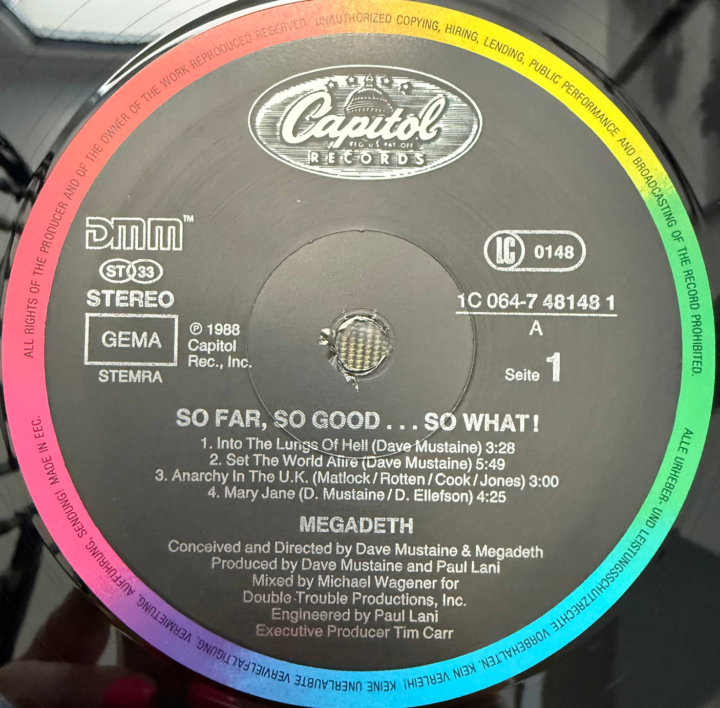 MEGADETH - So Far, So Good… So What! - USED LP VINYL - ORIGINAL 1988 EUROPE PRESS - VG+/VG+