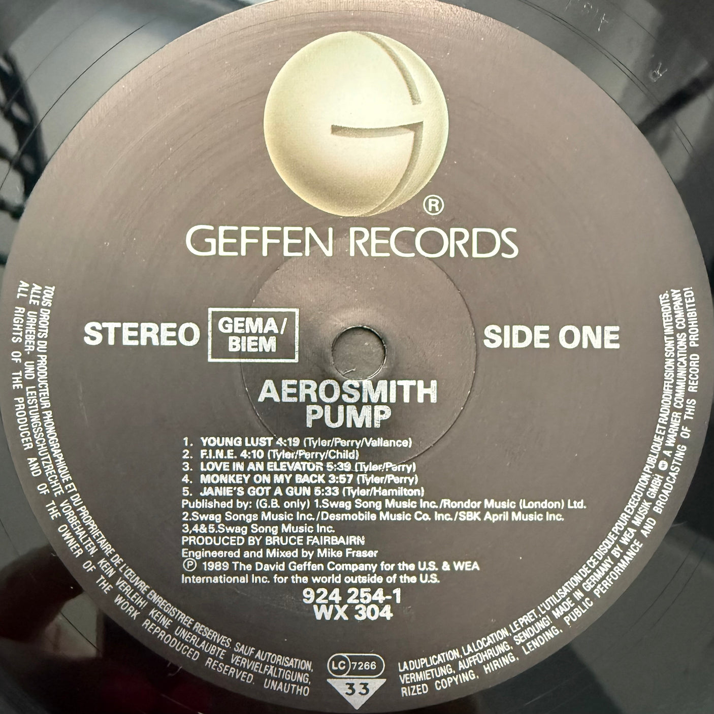 AEROSMITH - Pump - USED LP VINYL - ORIGINAL 1989 UK & EUROPE PRESS - VG+/VG+