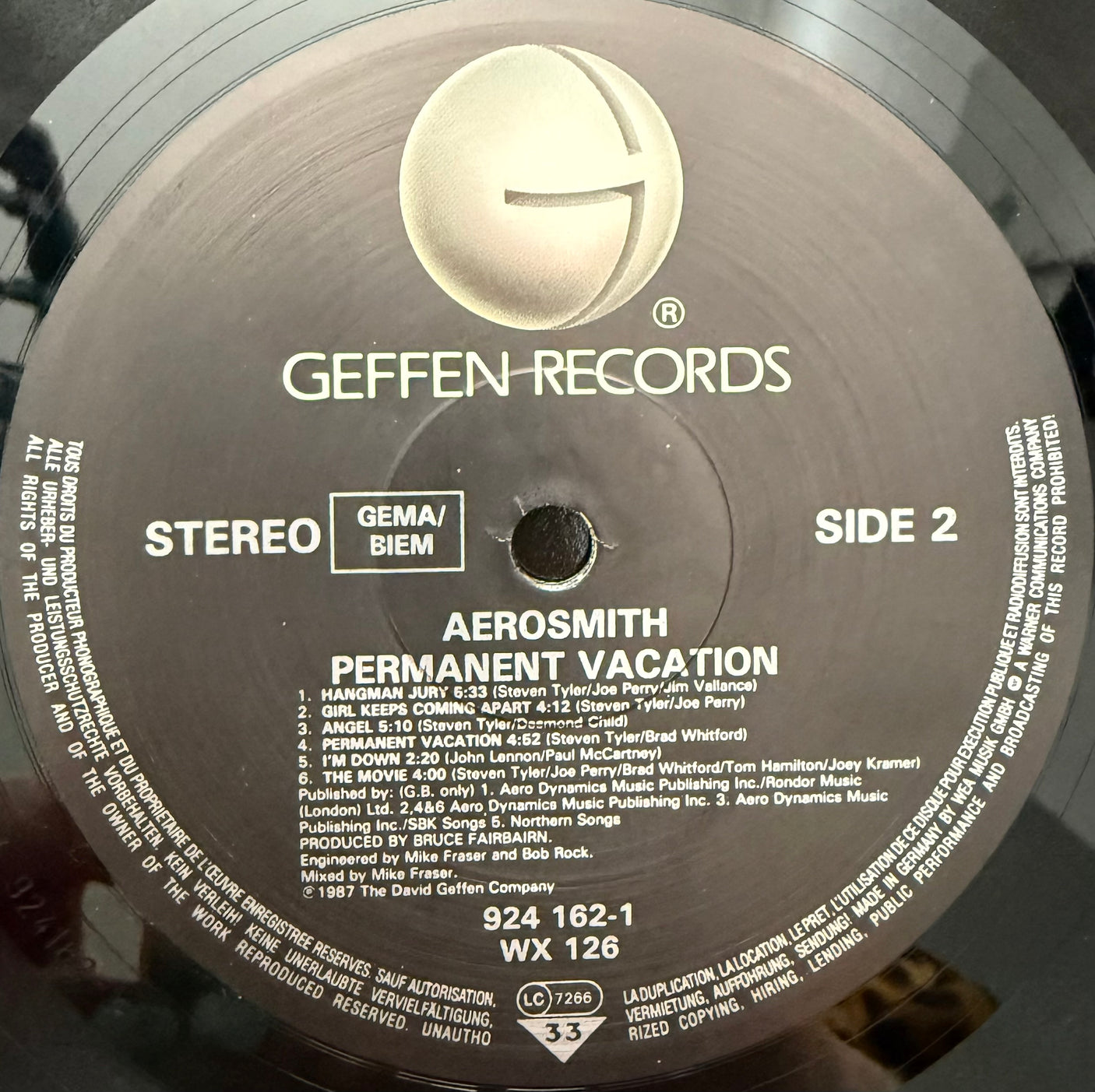 AEROSMITH - Permanent Vacation - USED LP VINYL - ORIGINAL 1987 EUROPE PRESS - VG+/VG+