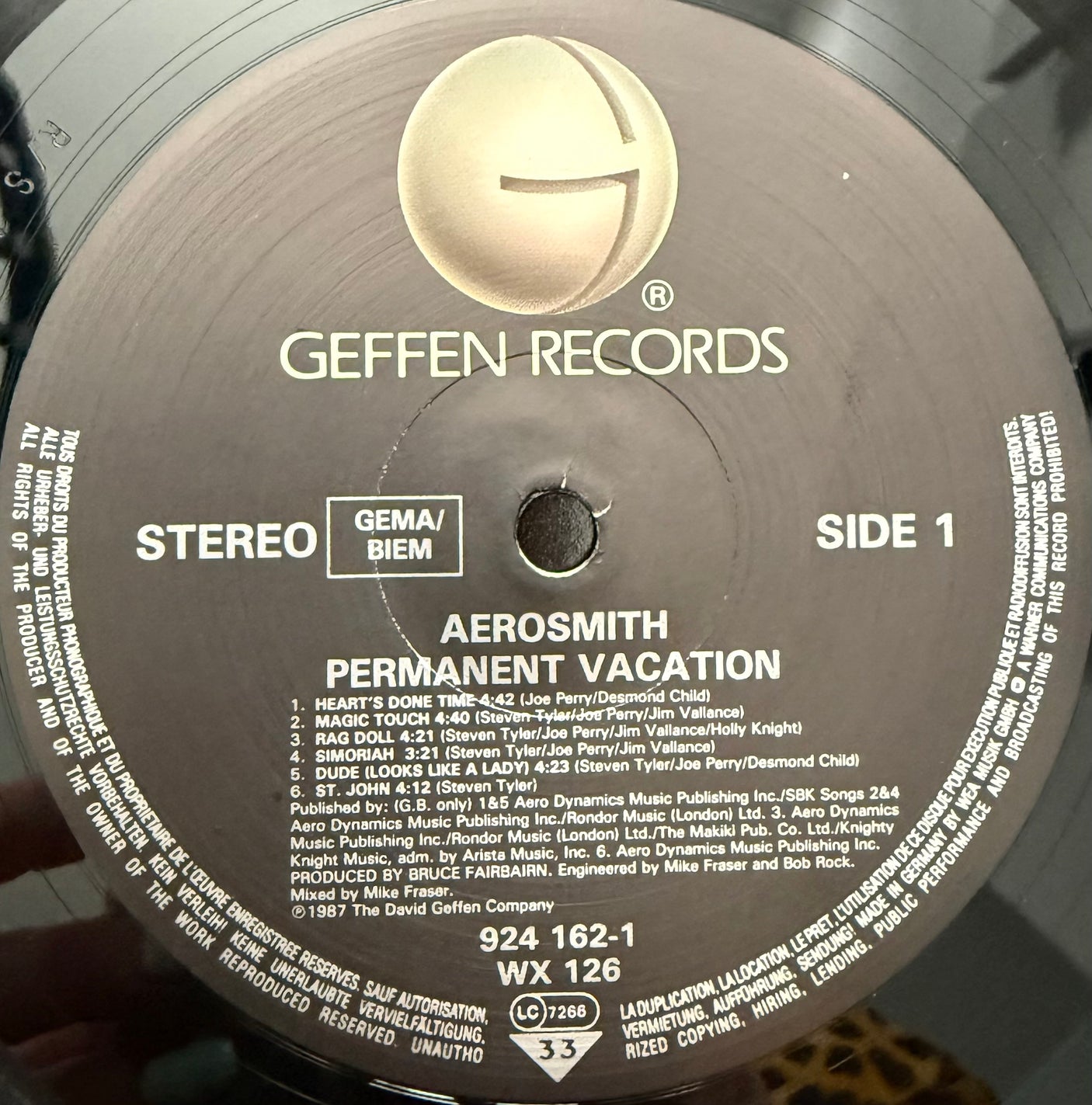 AEROSMITH - Permanent Vacation - USED LP VINYL - ORIGINAL 1987 EUROPE PRESS - VG+/VG+