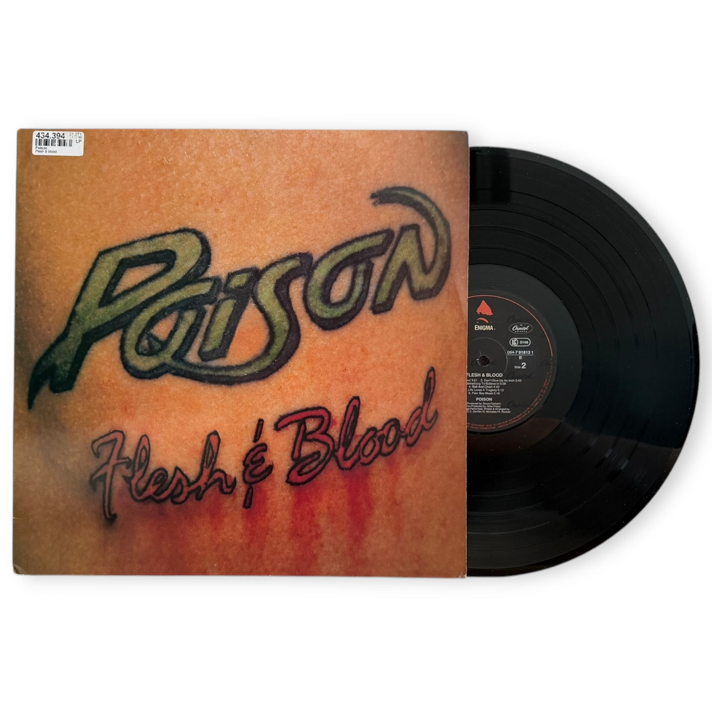 POISON - Flesh & Blood - USED LP VINYL - ORIGINAL 1990 EUROPE PRESS - VG+/VG+
