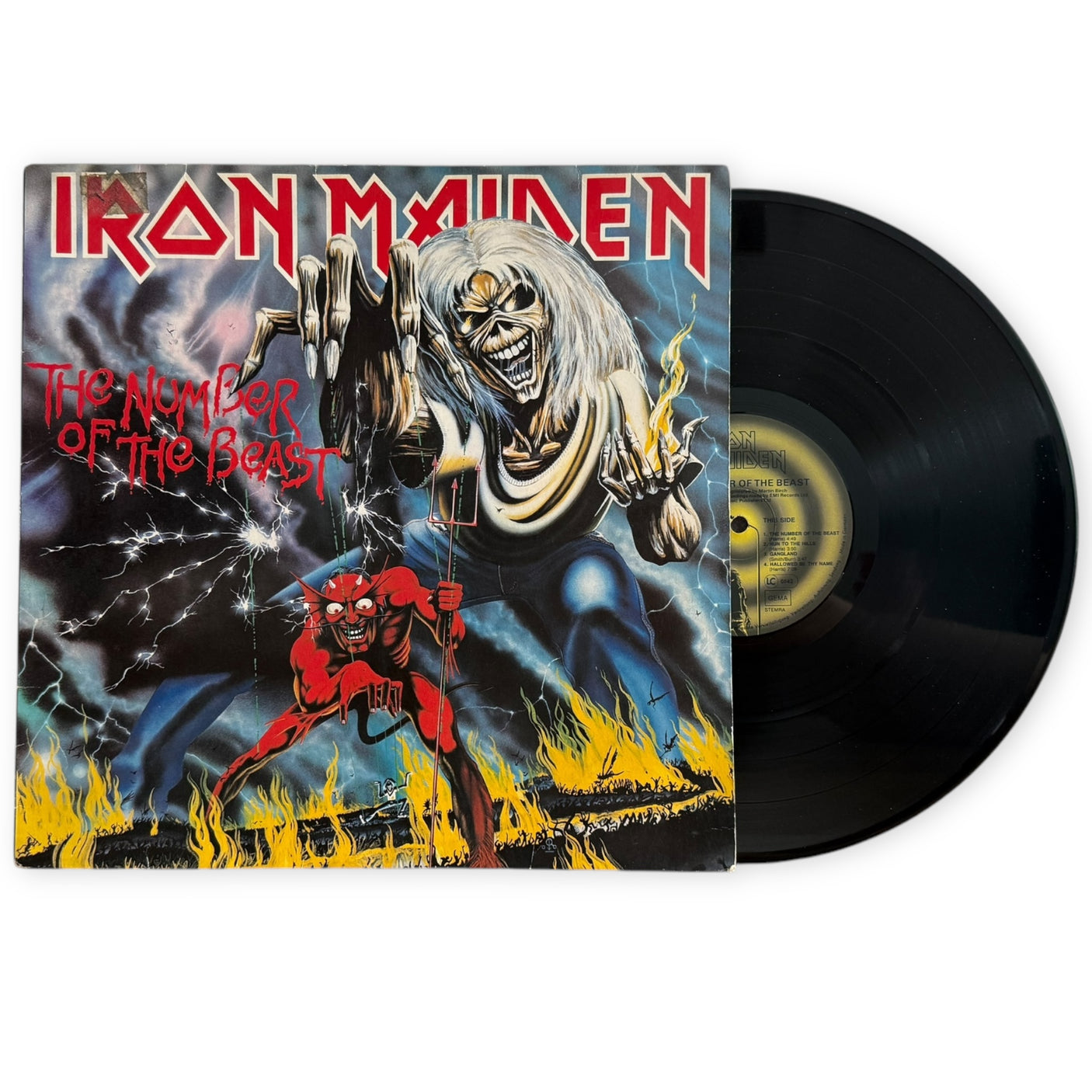 IRON MAIDEN - The Number Of The Beast - USED LP VINYL - ORIGINAL 1982 EUROPE PRESS - G+/VG