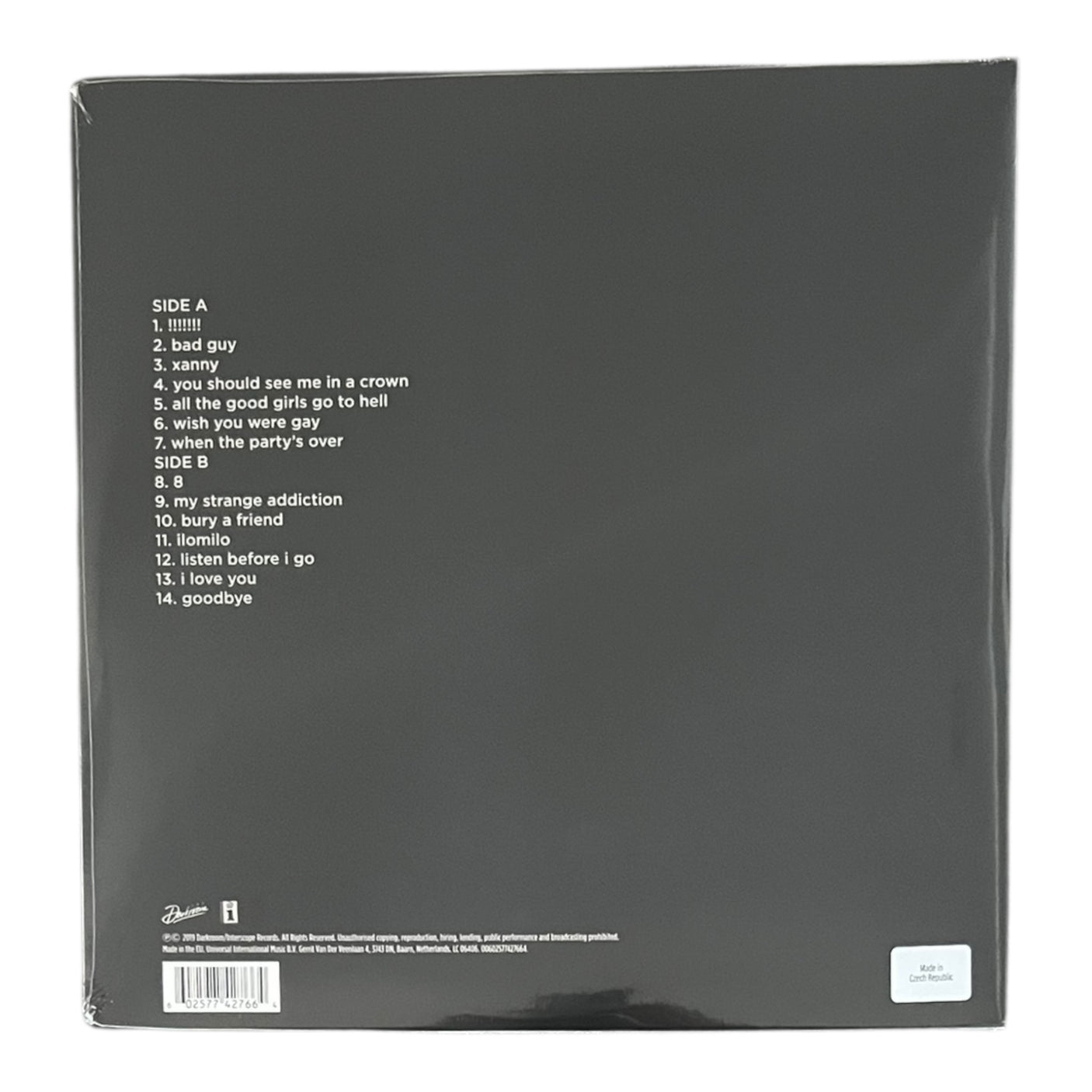 BILLIE EILISH - When We Fall Asleep, Where Do We Go - LP VINYL - PALE YELLOW VINYL - BRAND NEW