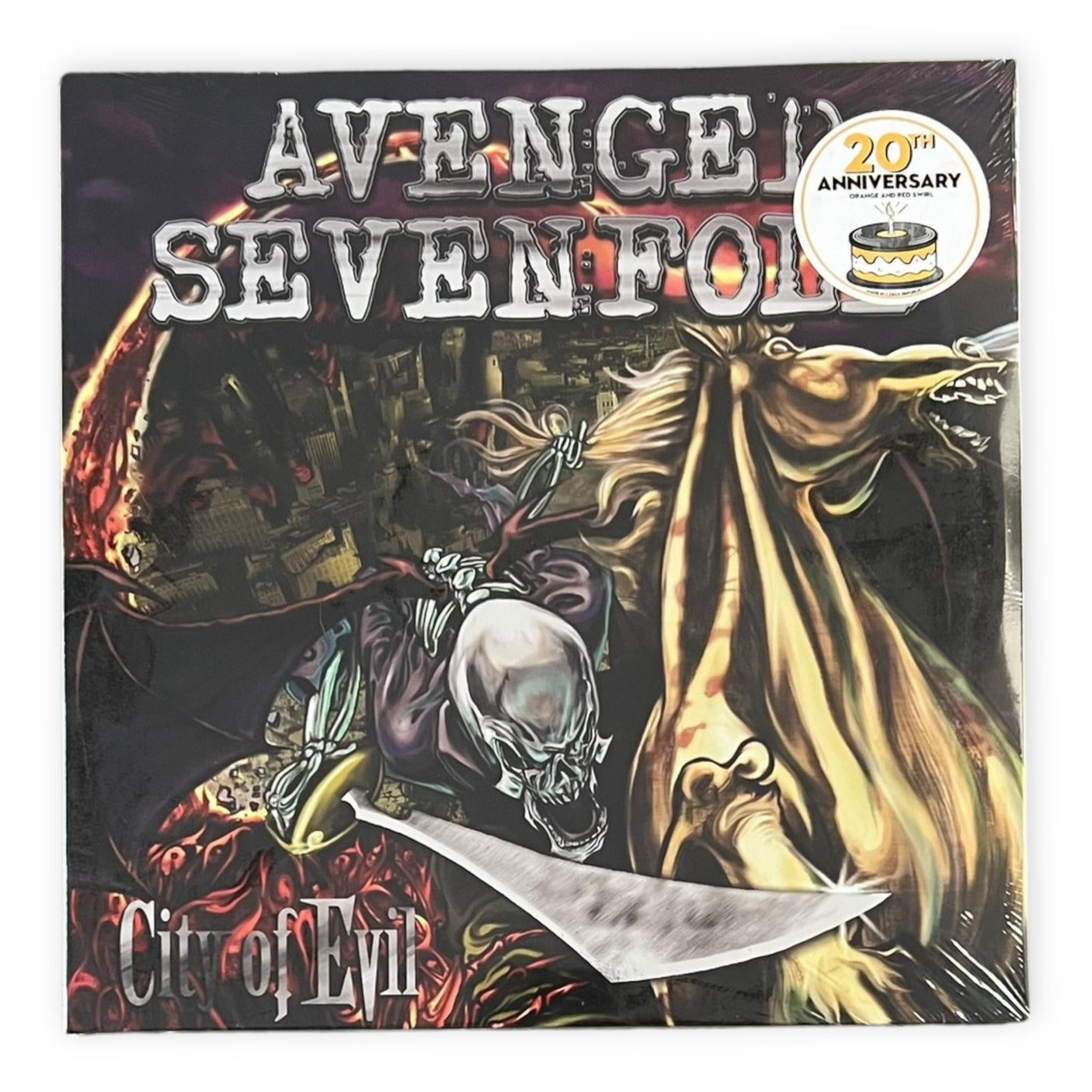 AVENGED SEVENFOLD - City Of Evil - 20th ANNIVERSARY ORANGE & RED SWIRL VINYL - LP VINYL - BRAND NEW