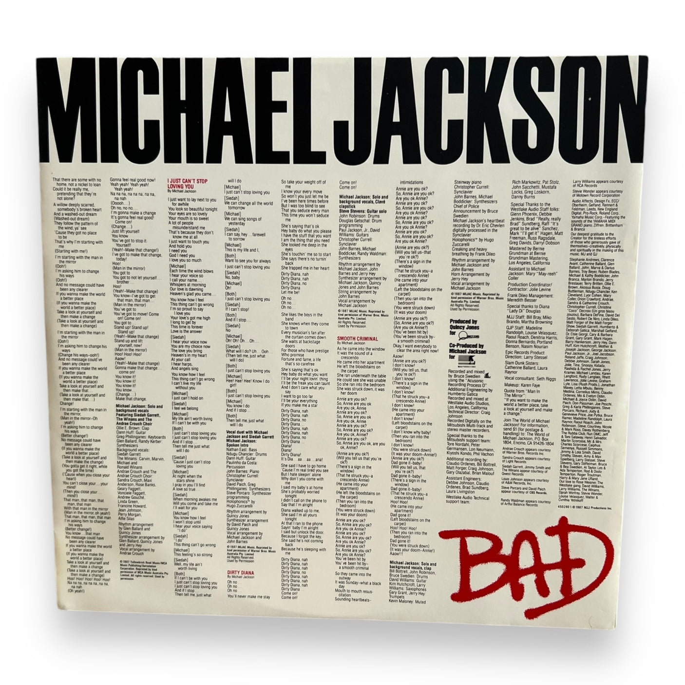 MICHAEL JACKSON - Bad - USED LP VINYL - VG+/VG+