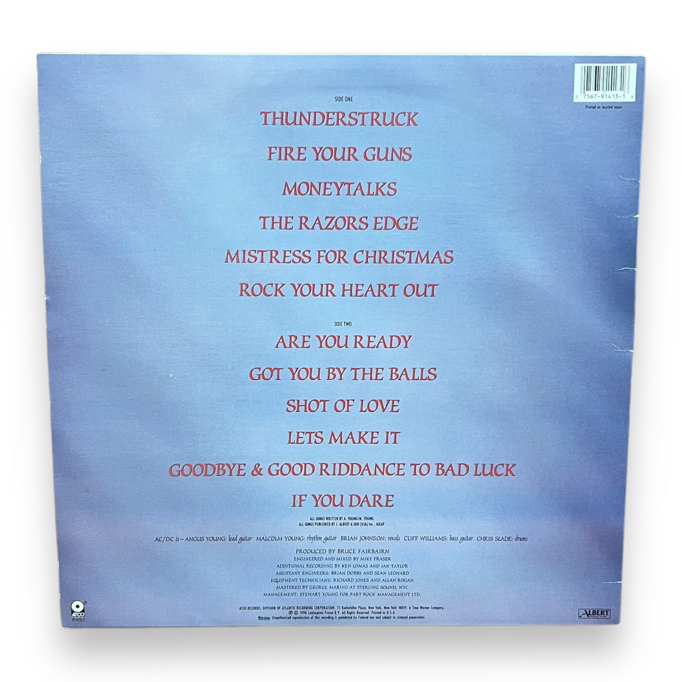 AC/DC - The Razors Edge - USED VINYL LP - VG/VG+