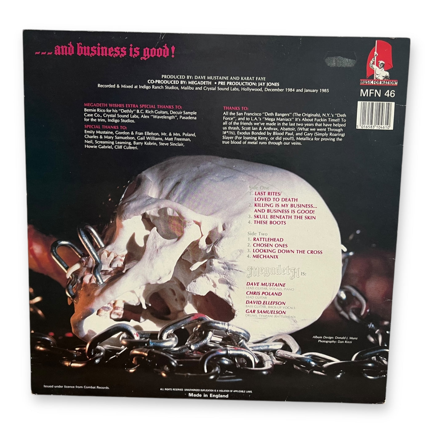 MEGADETH - Killing Is My Business... And Business Is Good - USED LP VINYL - VG+/VG+