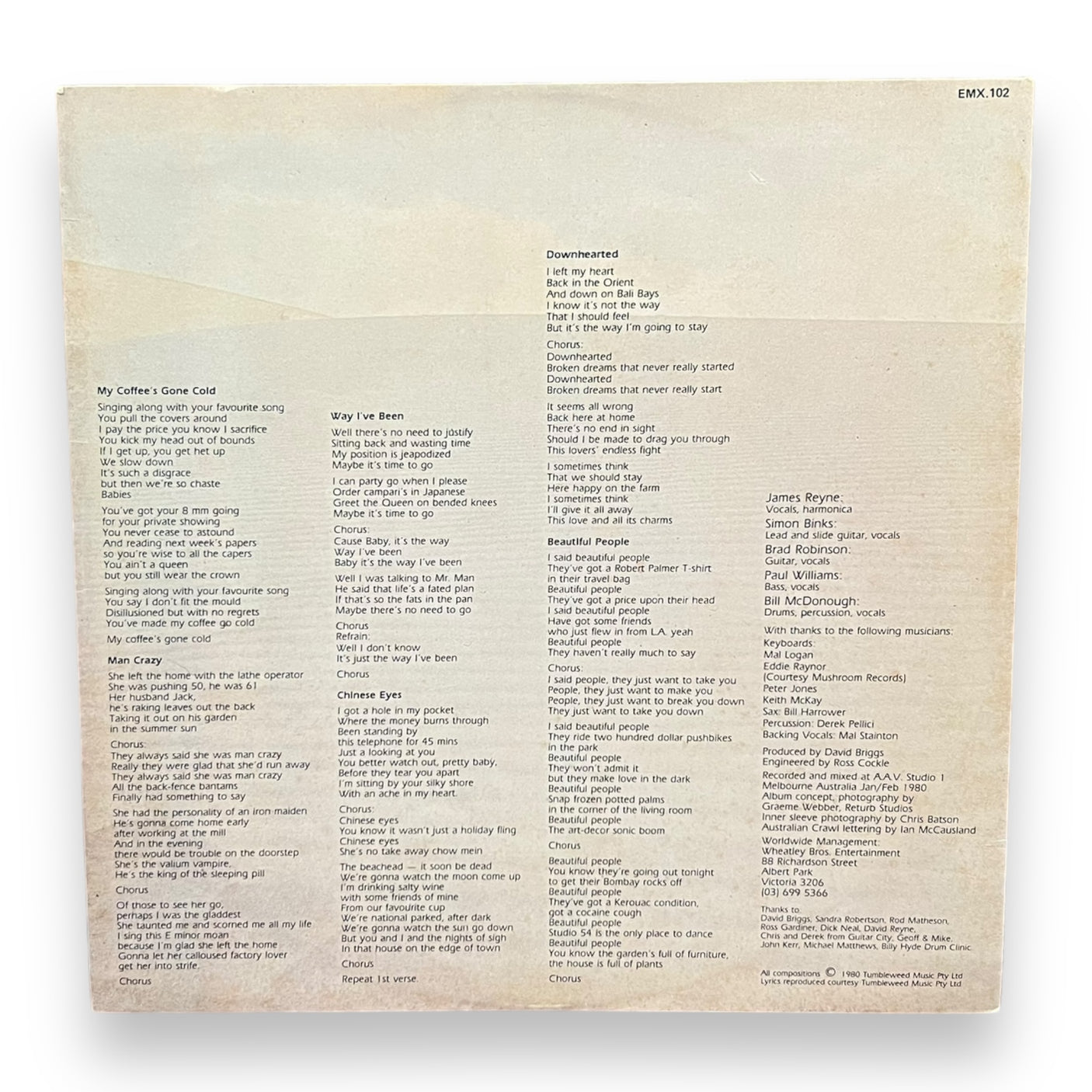 AUSTRALIAN CRAWL - The Boys Light Up - USED LP VINYL - G+/VG