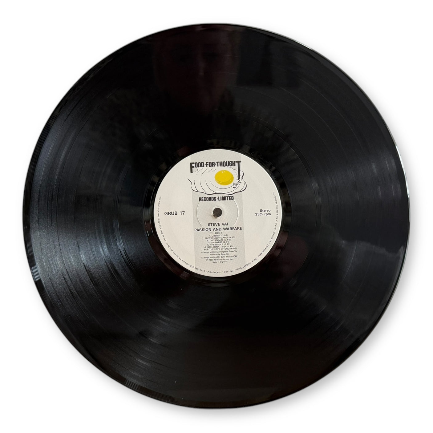 STEVE VAI - Passion And Warfare - USED LP VINYL - ORIGINAL 1990 UK PRESS - VG+/NM