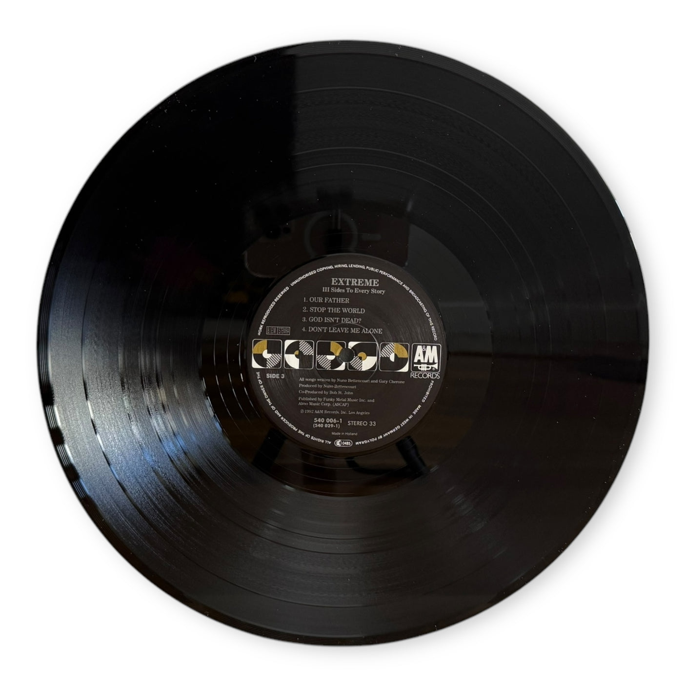 EXTREME - III Sides To Every Story - USED LP VINYL - ORIGINAL 1992 EUROPE PRESS - VG+/VG+