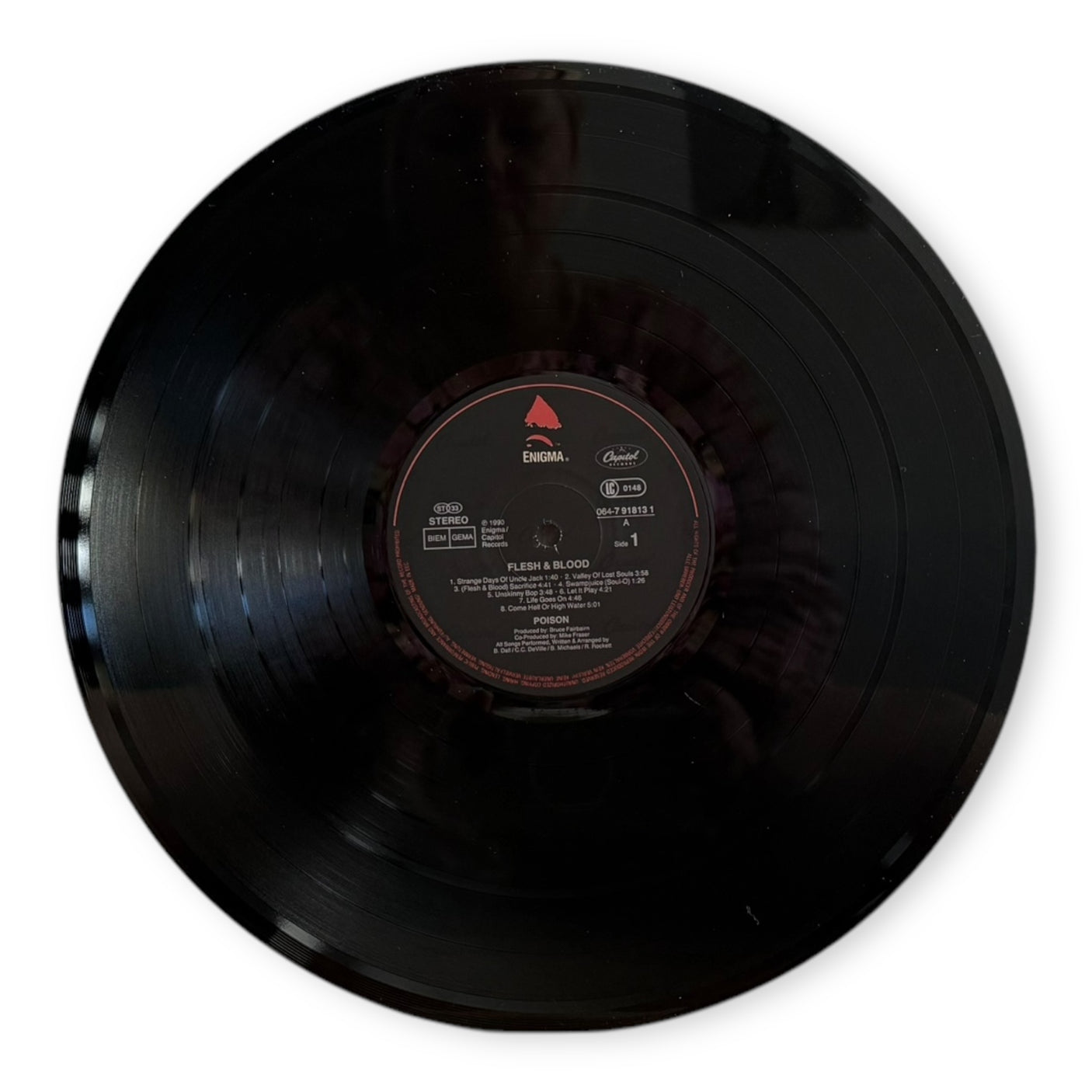 POISON - Flesh & Blood - USED LP VINYL - ORIGINAL 1990 EUROPE PRESS - VG+/VG+