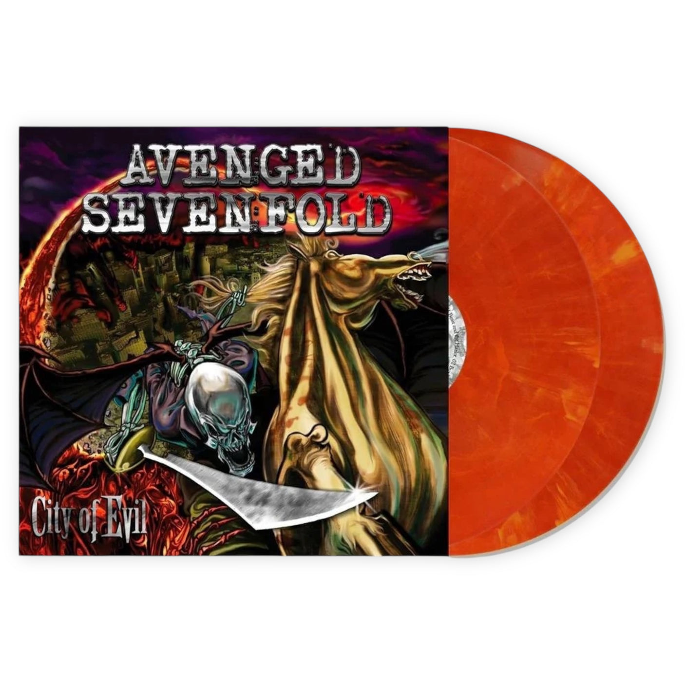AVENGED SEVENFOLD - City Of Evil - 20th ANNIVERSARY ORANGE & RED SWIRL VINYL - LP VINYL - BRAND NEW