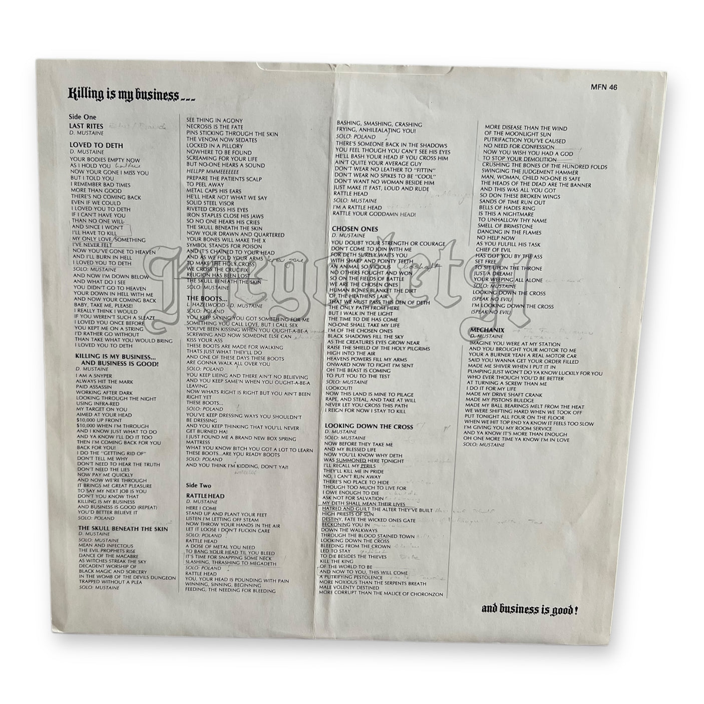 MEGADETH - Killing Is My Business... And Business Is Good - USED LP VINYL - VG+/VG+