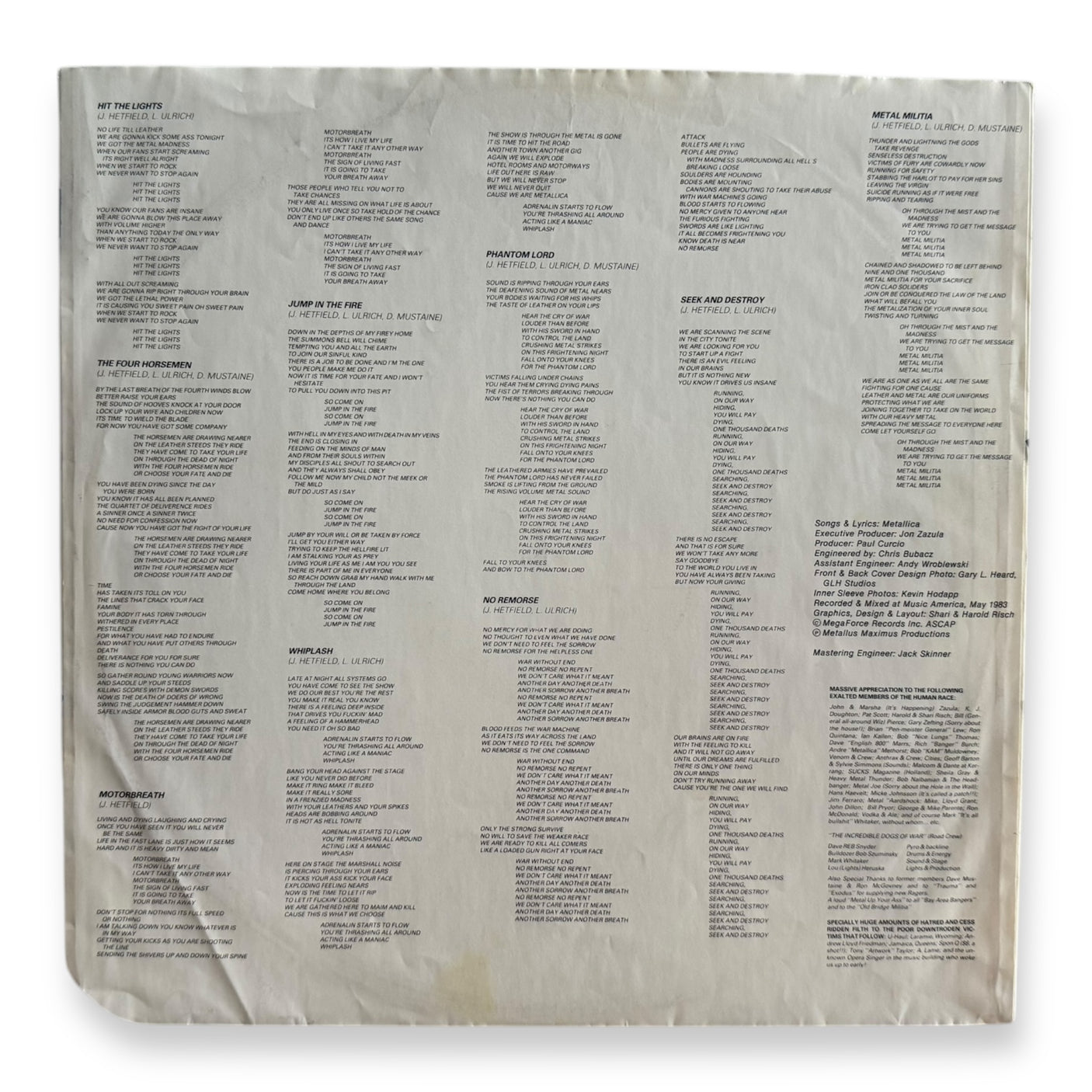 METALLICA - Kill 'Em All - USED LP VINYL - 1983 EUROPE FIRST YEAR PRESS - VG+/VG+