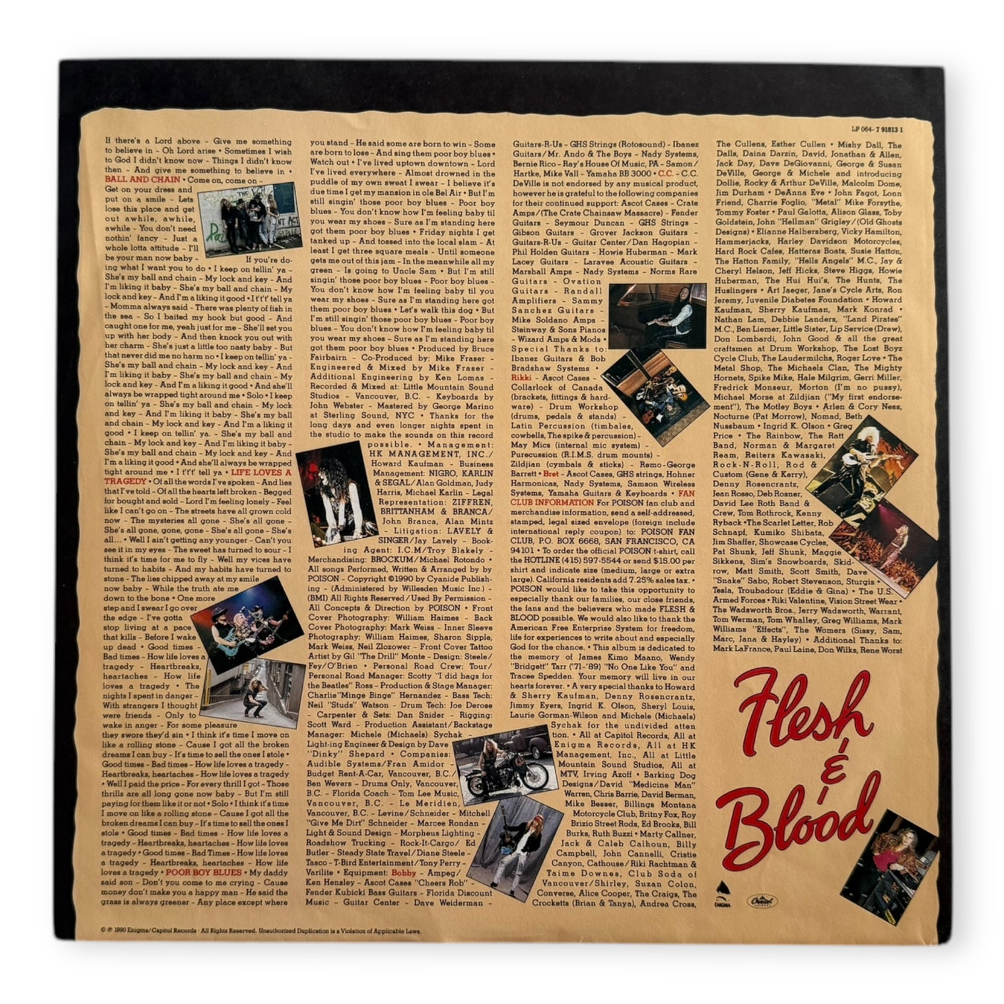 POISON - Flesh & Blood - USED LP VINYL - ORIGINAL 1990 EUROPE PRESS - VG+/VG+