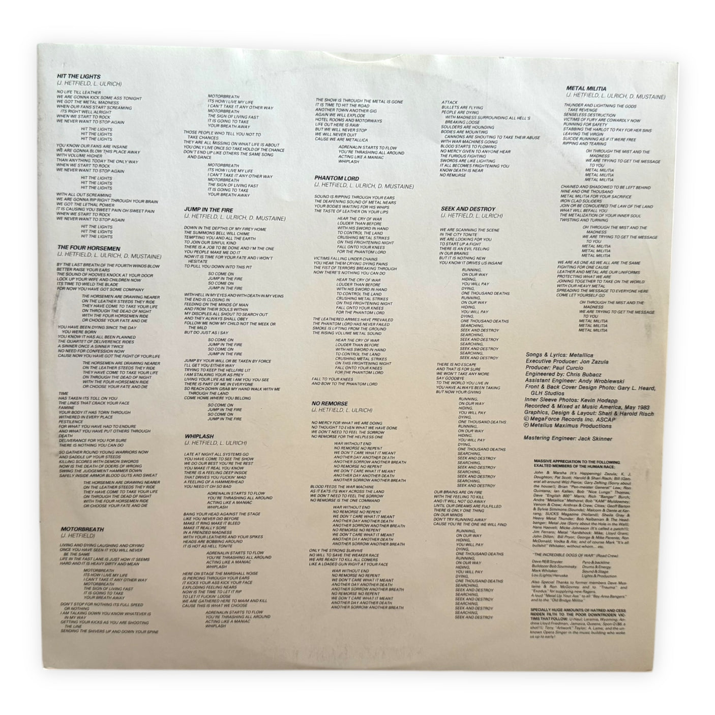 METALLICA - Kill 'Em All - USED LP VINYL - ORIGINAL 1983 UK PRESS - VG+/VG+