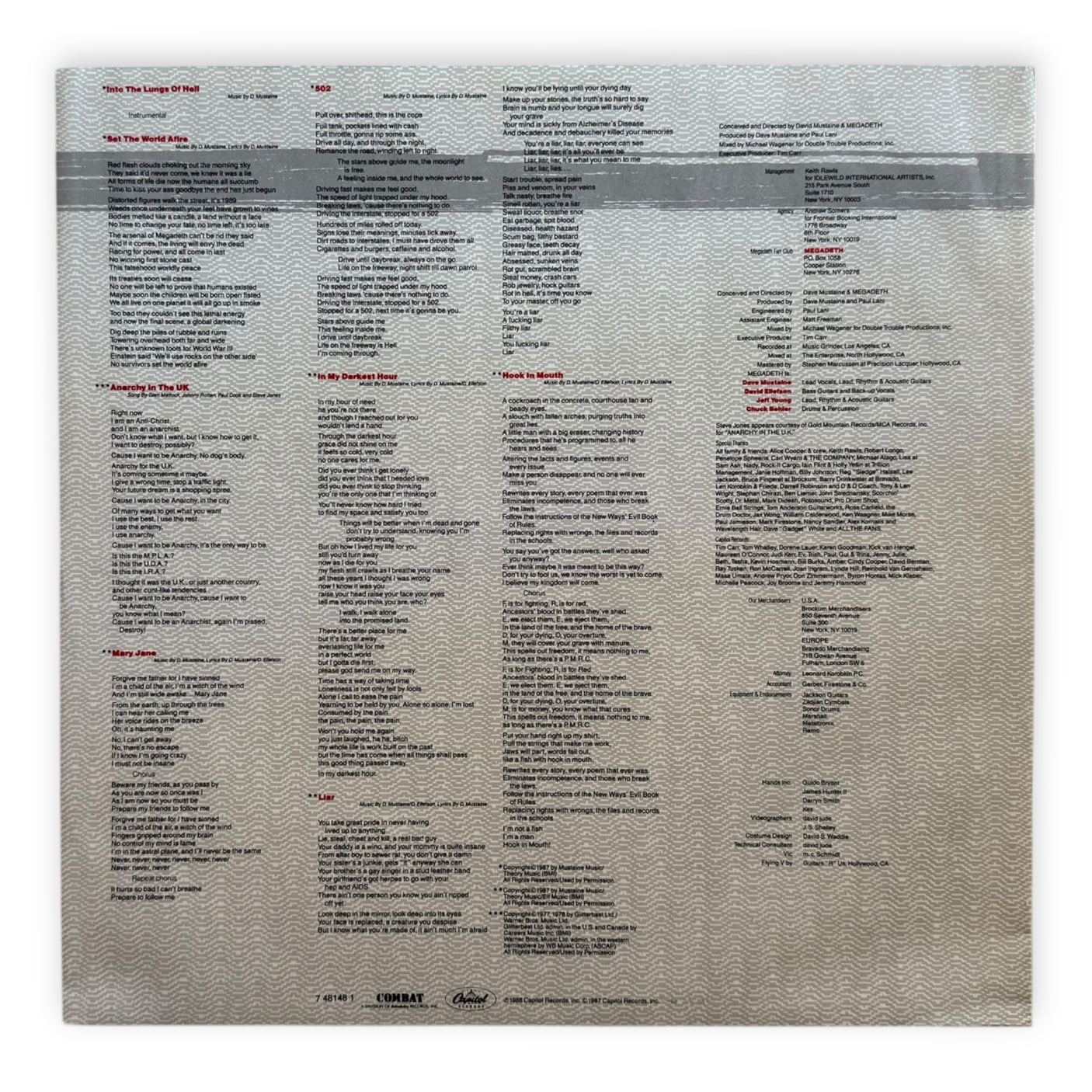 MEGADETH - So Far, So Good… So What! - USED LP VINYL - ORIGINAL 1988 EUROPE PRESS - VG+/VG+