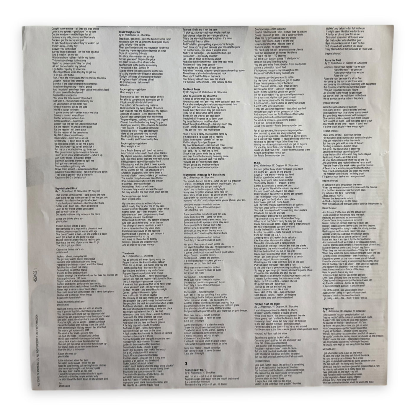 PUBLIC ENEMY - Yo! Bum Rush The Show - USED LP VINYL - ORIGINAL 1987 UK & EUROPE PRESS - VG+/VG+