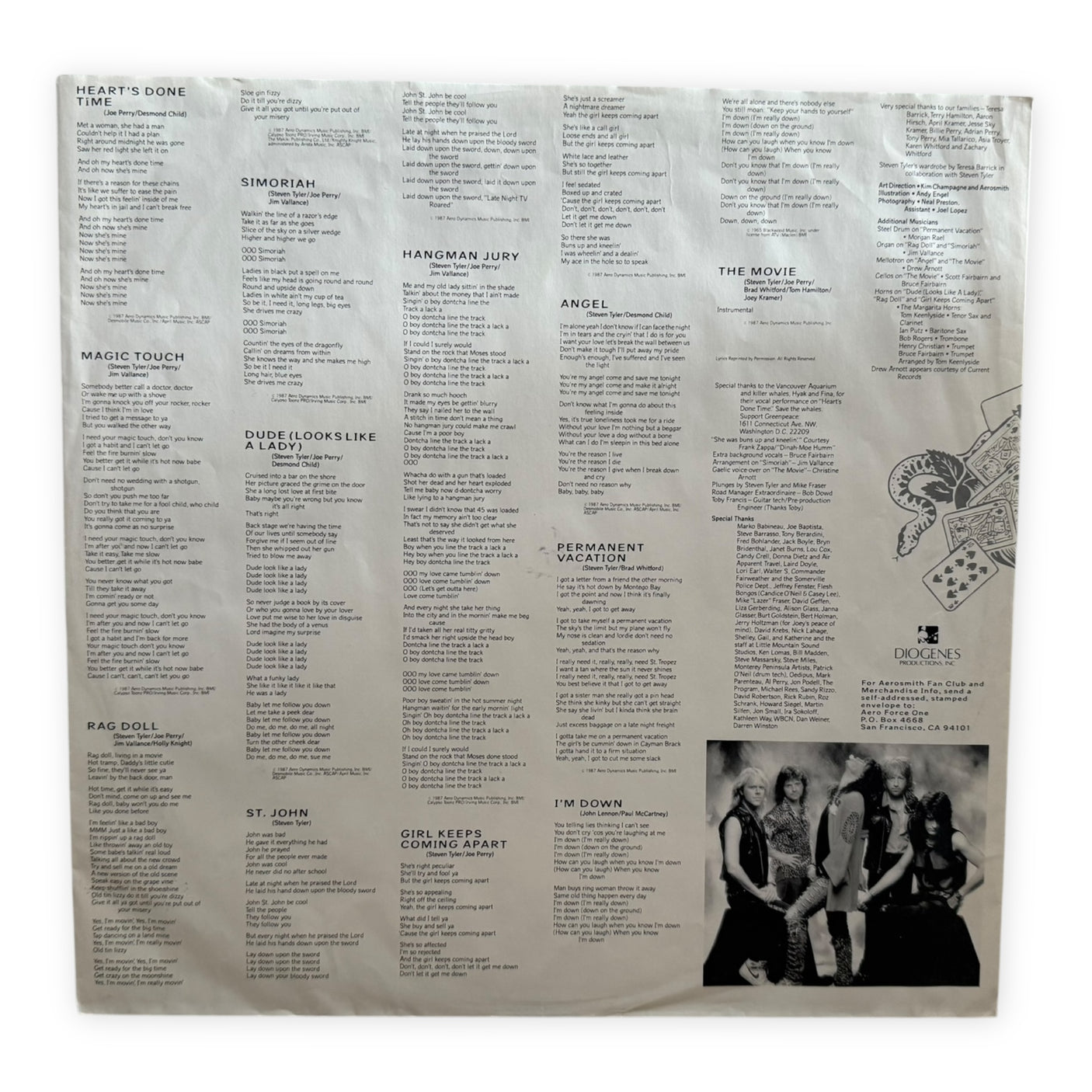 AEROSMITH - Permanent Vacation - USED LP VINYL - ORIGINAL 1987 EUROPE PRESS - VG+/VG+