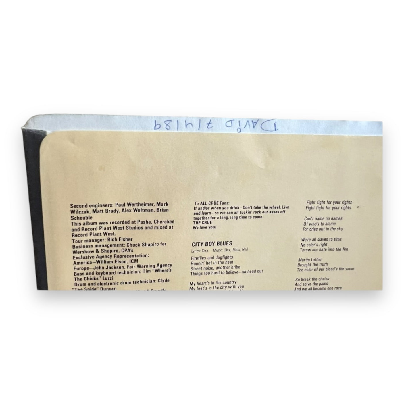 MOTLEY CRUE - Theatre Of Pain - USED LP VINYL - VG+/VG+