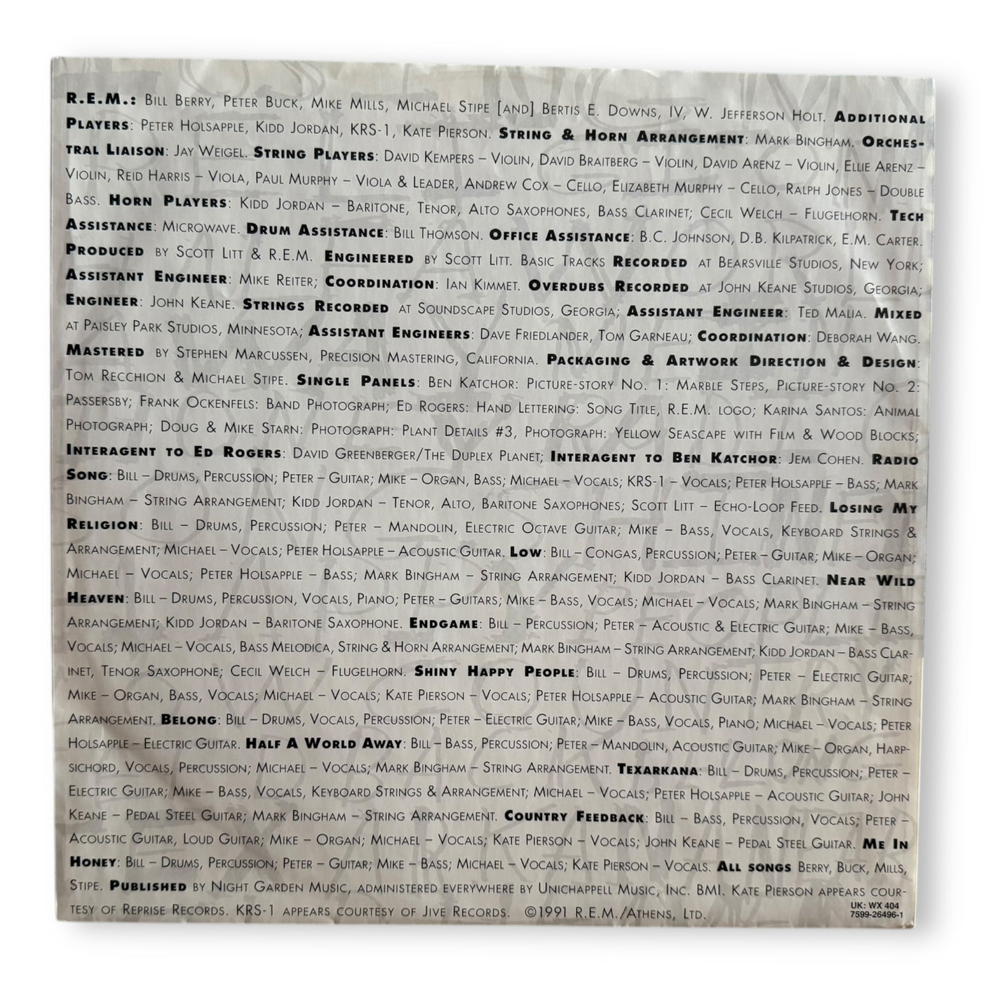 R.E.M - Out Of Time - USED LP VINYL - ORIGINAL 1991 EUROPE PRESS - VG/NM