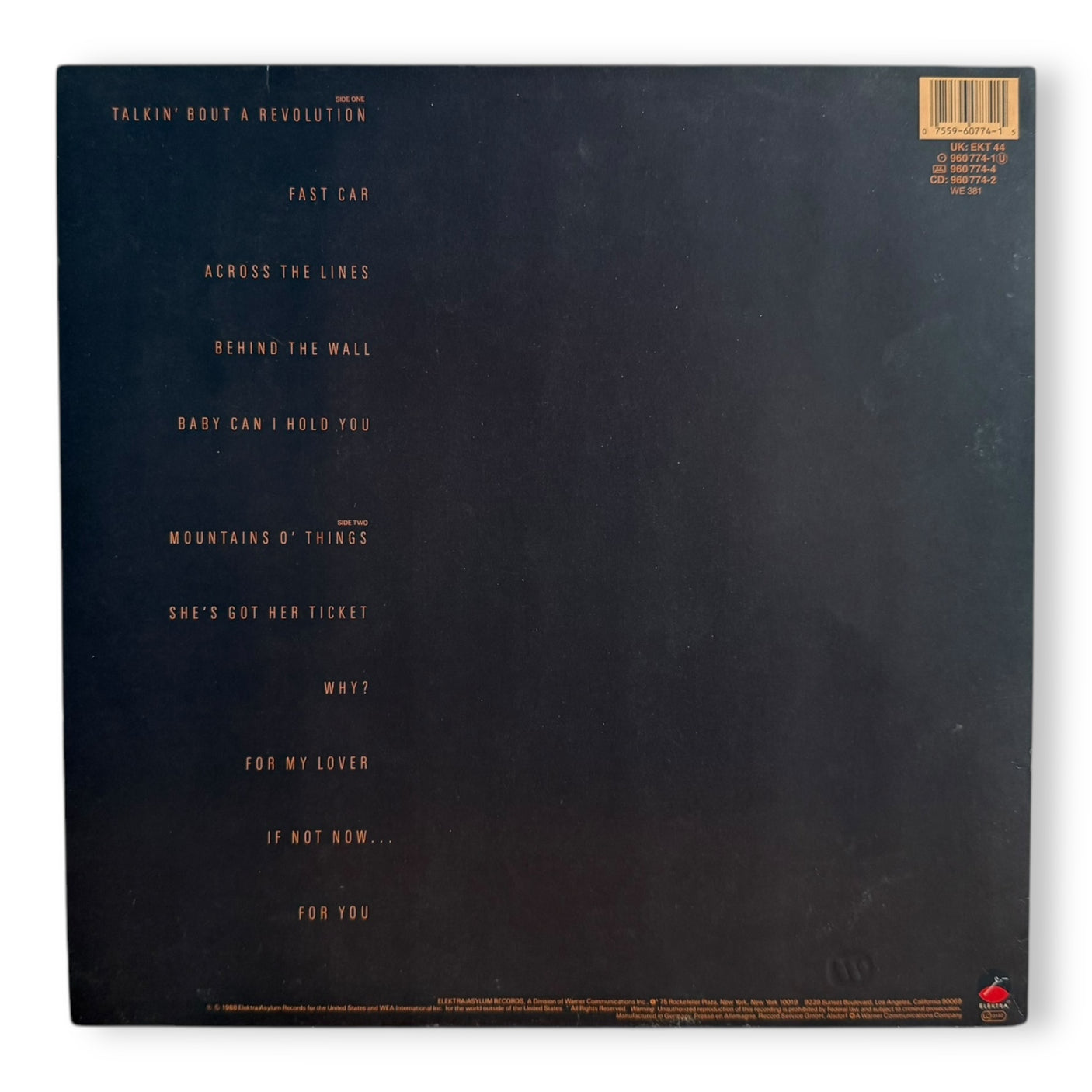 TRACY CHAPMAN - Tracy Chapman (Self Titled) - USED LP VINYL - ORIGINAL 1988 UK & EUROPE PRESS - VG+/VG+