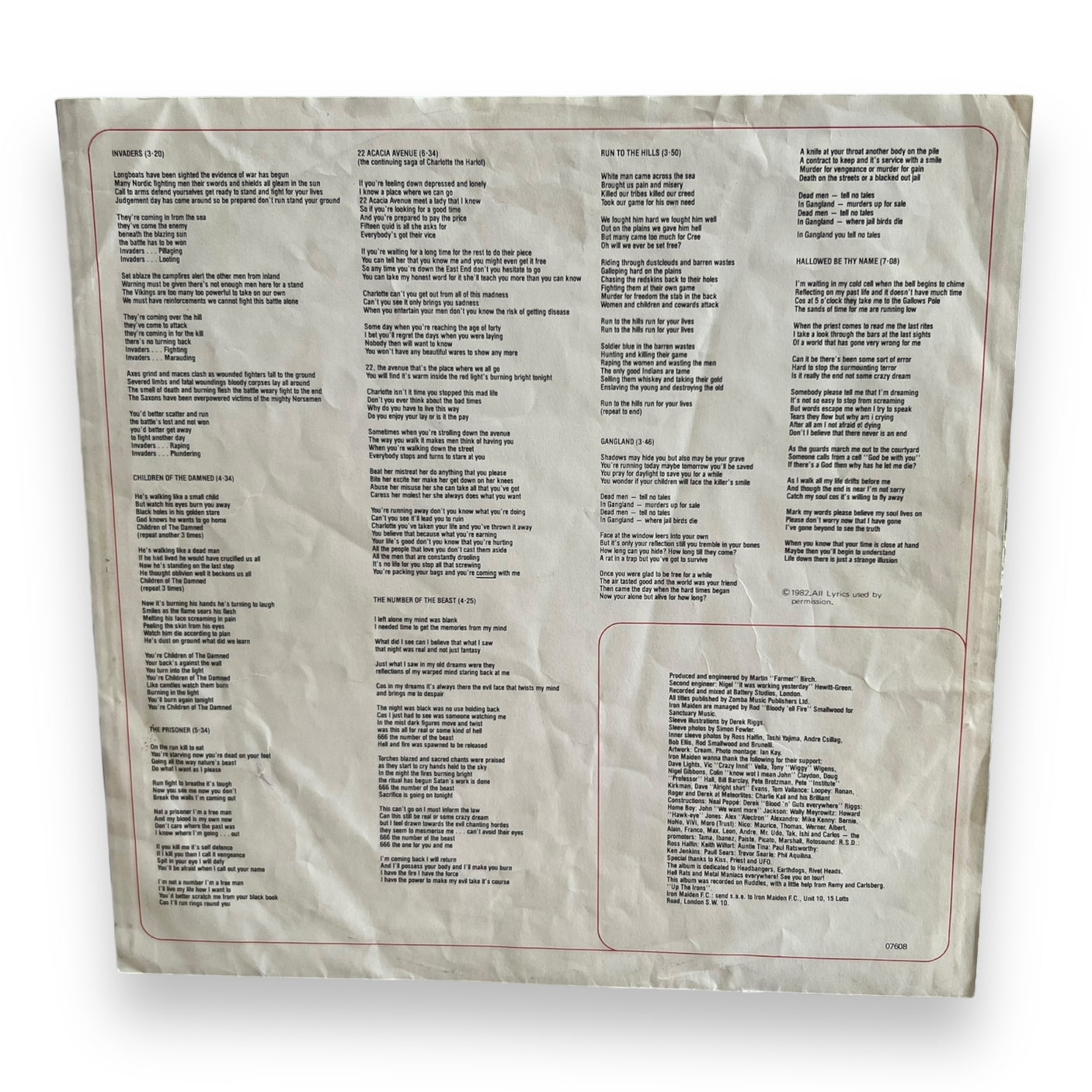 IRON MAIDEN - The Number Of The Beast - USED LP VINYL - VG+/VG+