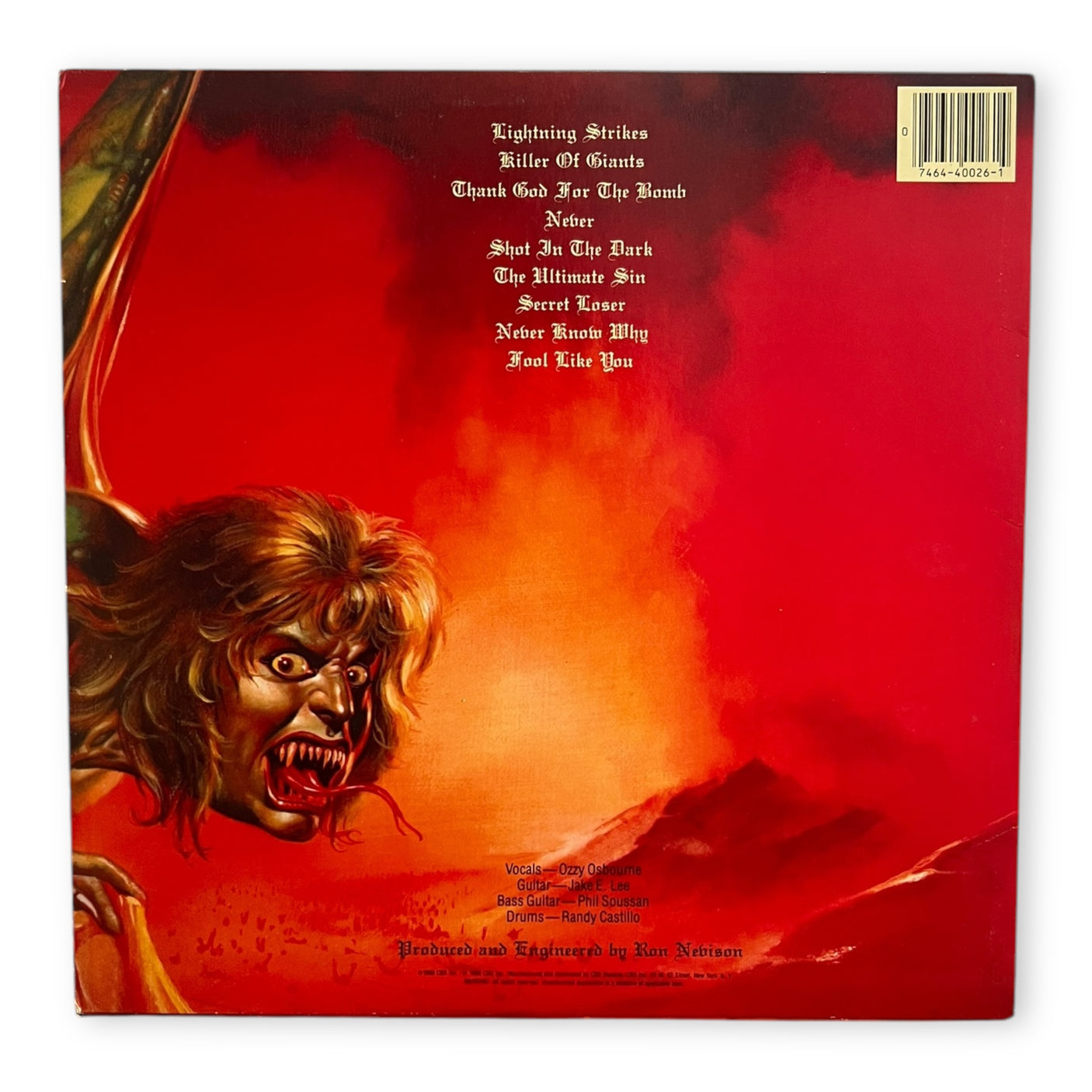 OZZY OSBOURNE - The Ultimate Sin - USED LP VINYL - ORIGINAL 1986 USA PRESS - VG+/VG+