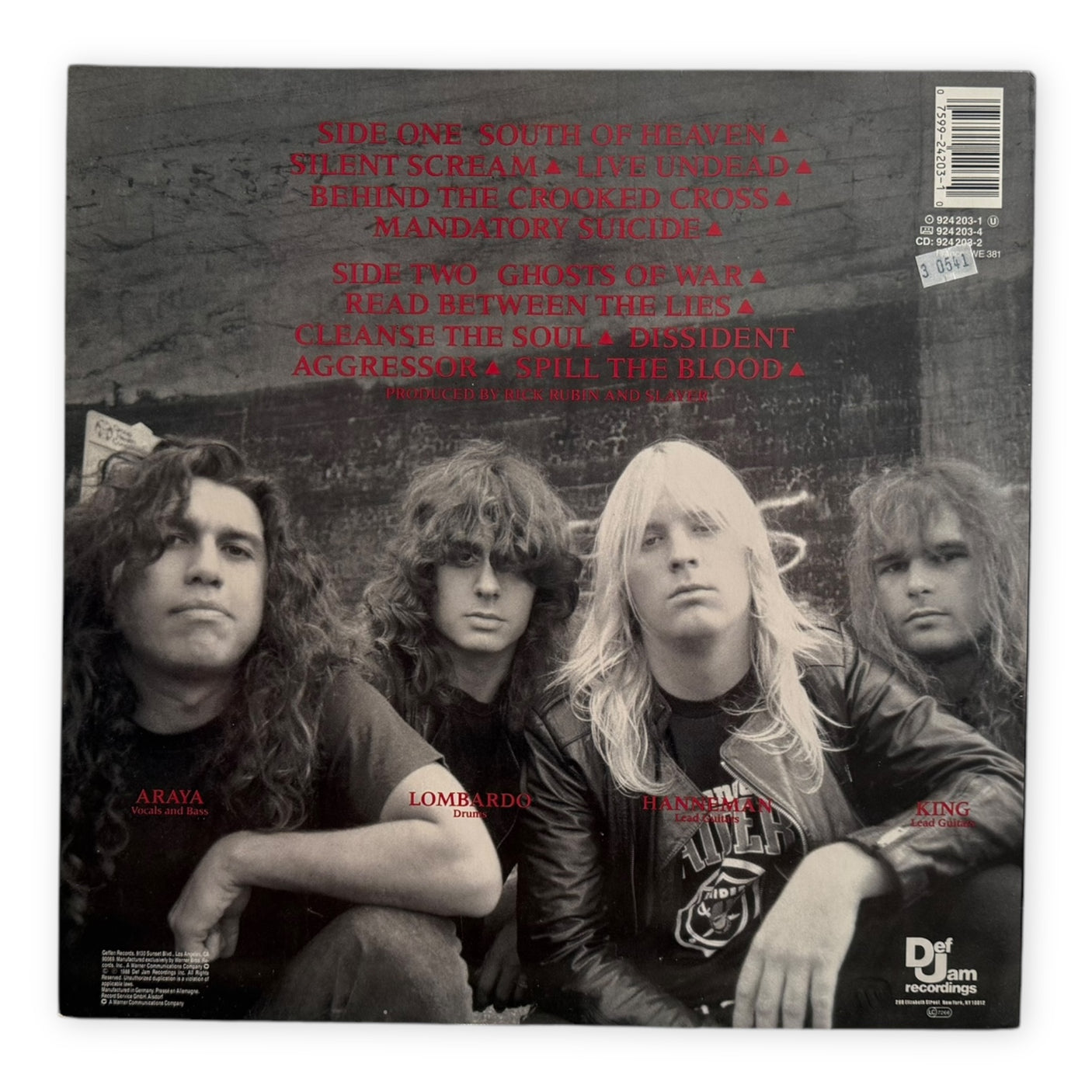 SLAYER - South Of Heaven - USED LP VINYL - ORIGINAL 1988 EUROPE PRESS - VG+/VG+