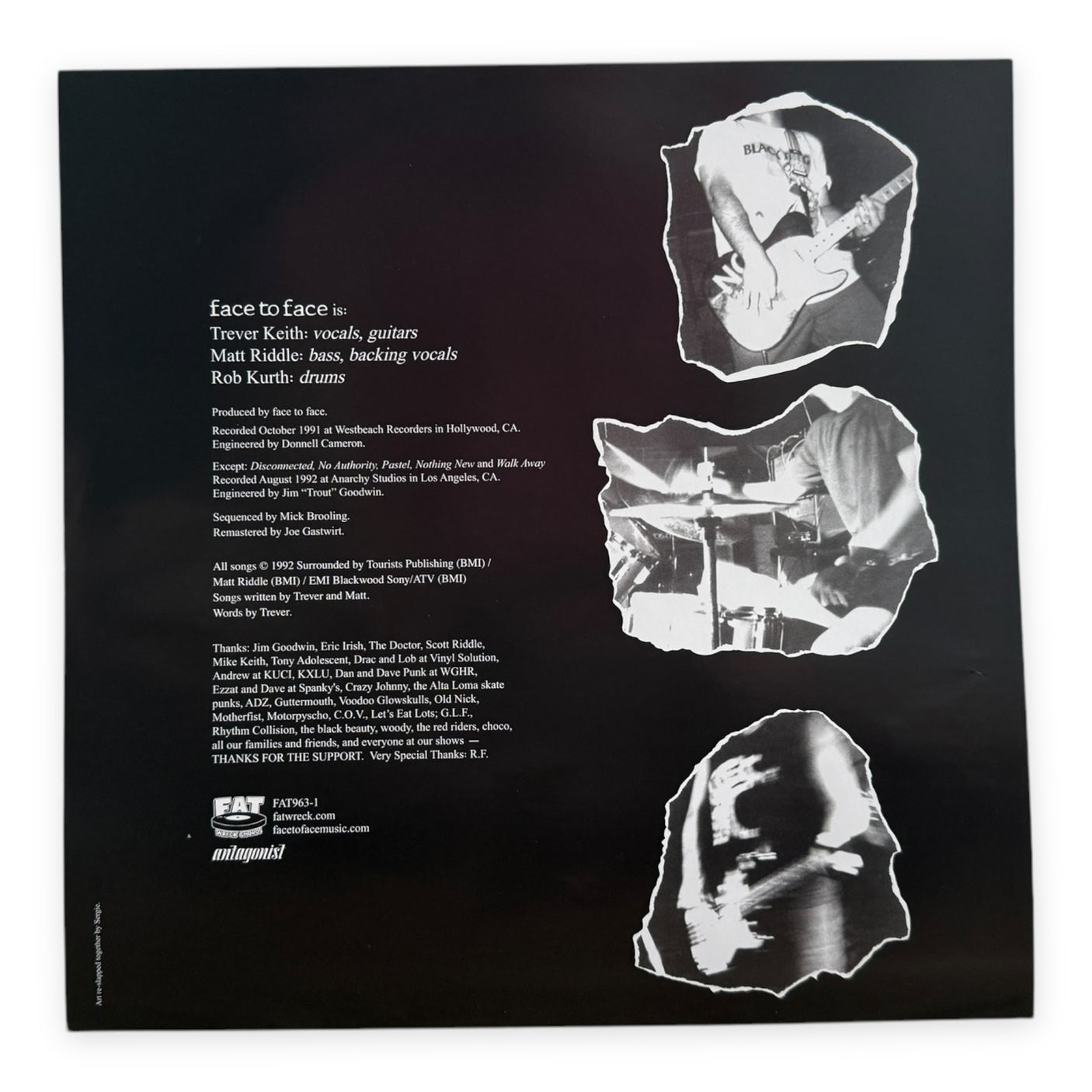 FACE TO FACE - Don't Turn Away - USED LP VINYL - REISSUE - PINK VINYL - 2023 USA PRESS - M/NM