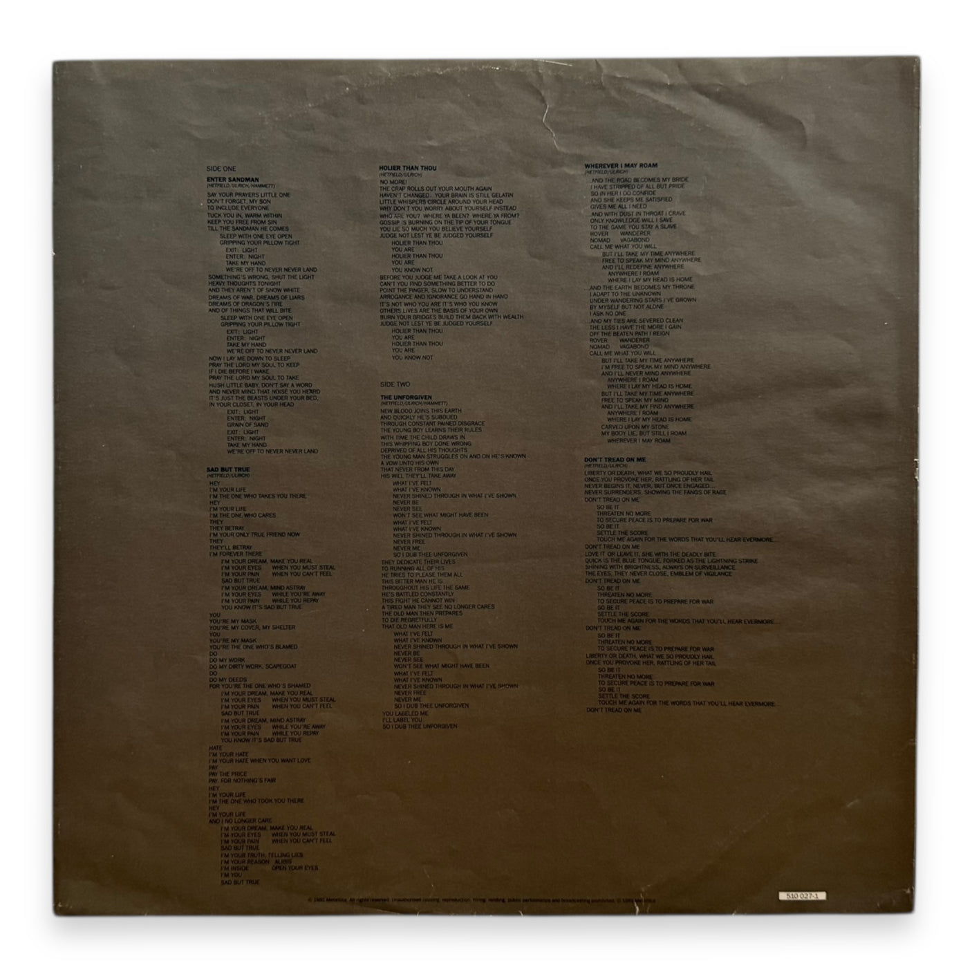 METALLICA - Metallica (Black Album) - USED LP VINYL - ORIGINAL 1991 EUROPE FIRST PRESS - VG/VG+