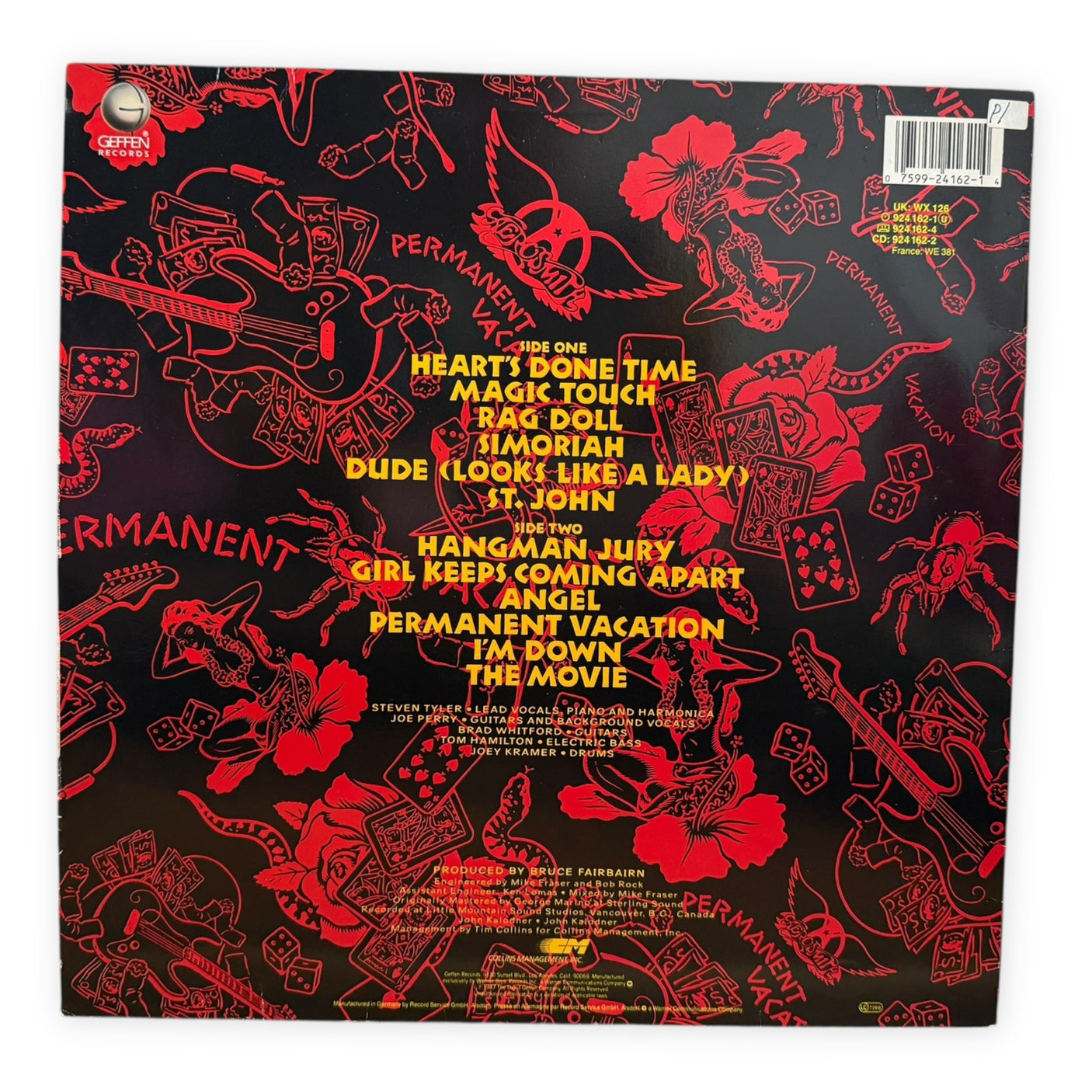 AEROSMITH - Permanent Vacation - USED LP VINYL - ORIGINAL 1987 EUROPE PRESS - VG+/VG+