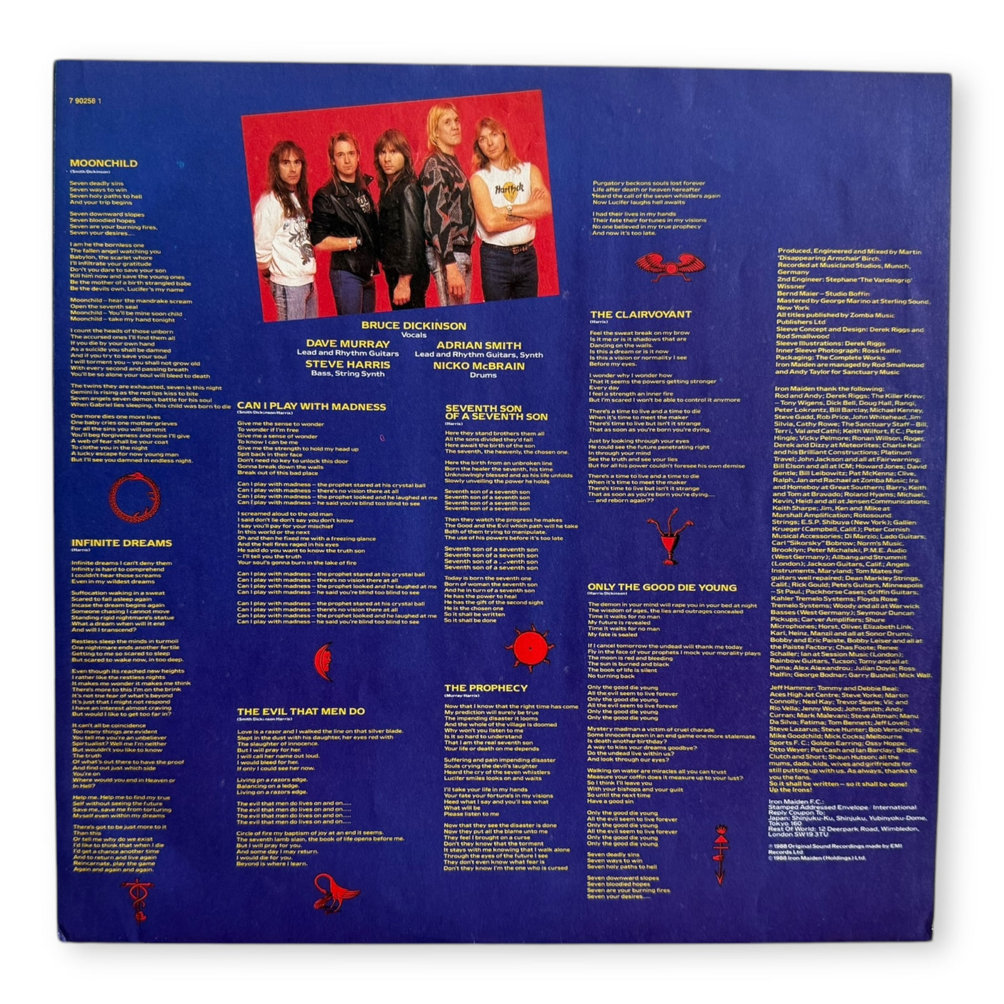 IRON MAIDEN - Seventh Son Of A Seventh Son - USED LP VINYL - ORIGINAL 1988 EUROPE PRESS - VG/NM