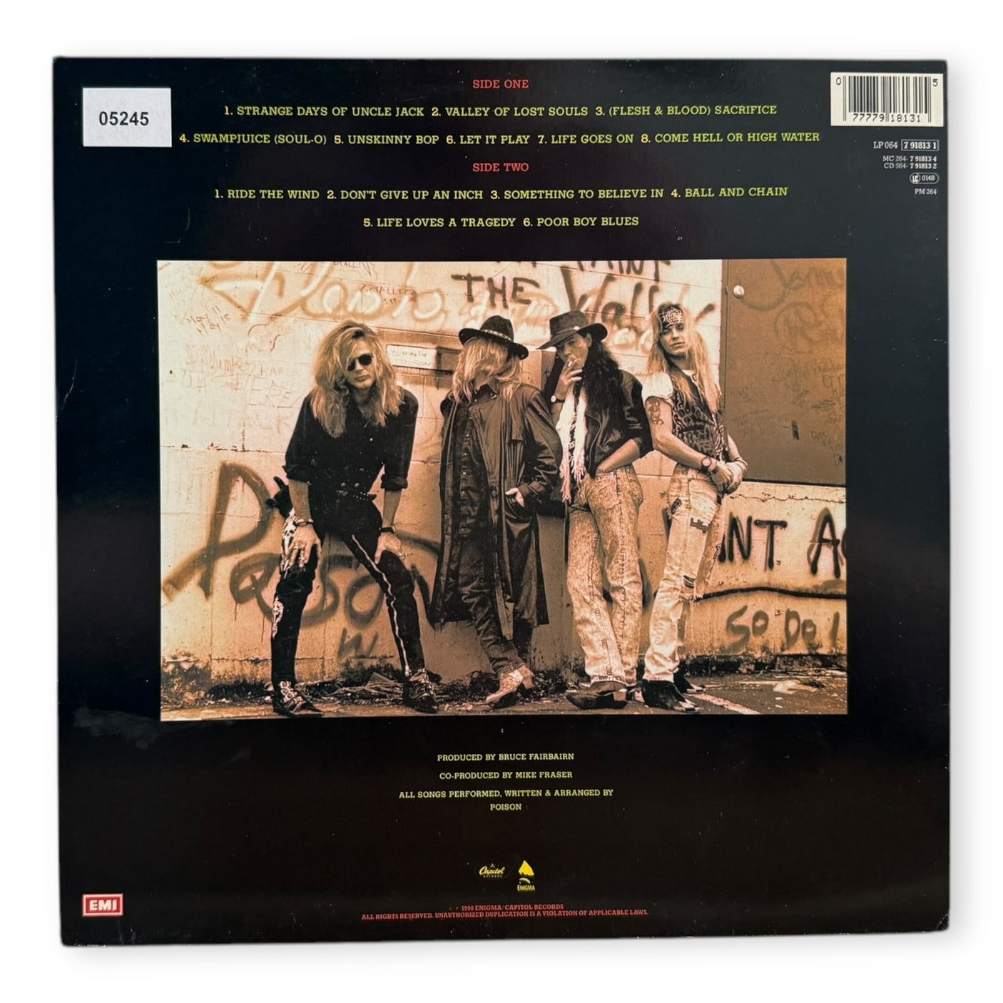 POISON - Flesh & Blood - USED LP VINYL - ORIGINAL 1990 EUROPE PRESS - VG+/VG+