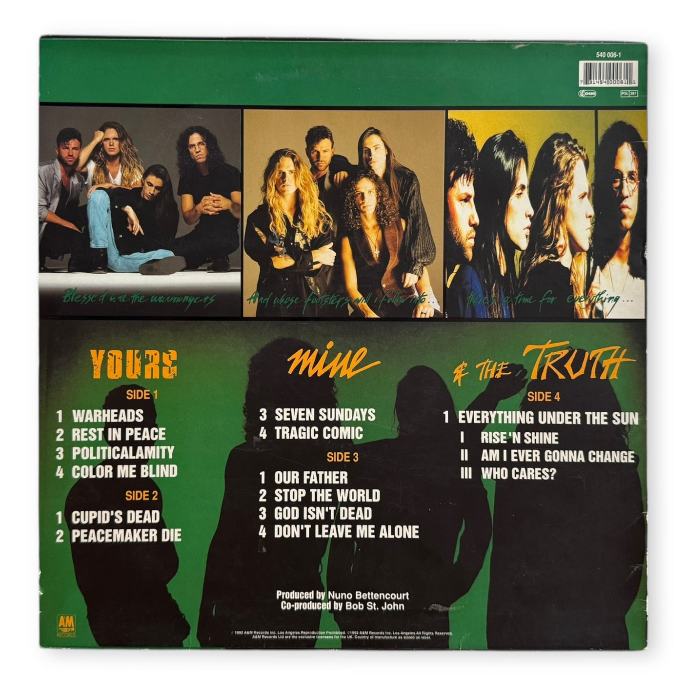 EXTREME - III Sides To Every Story - USED LP VINYL - ORIGINAL 1992 EUROPE PRESS - VG+/VG+