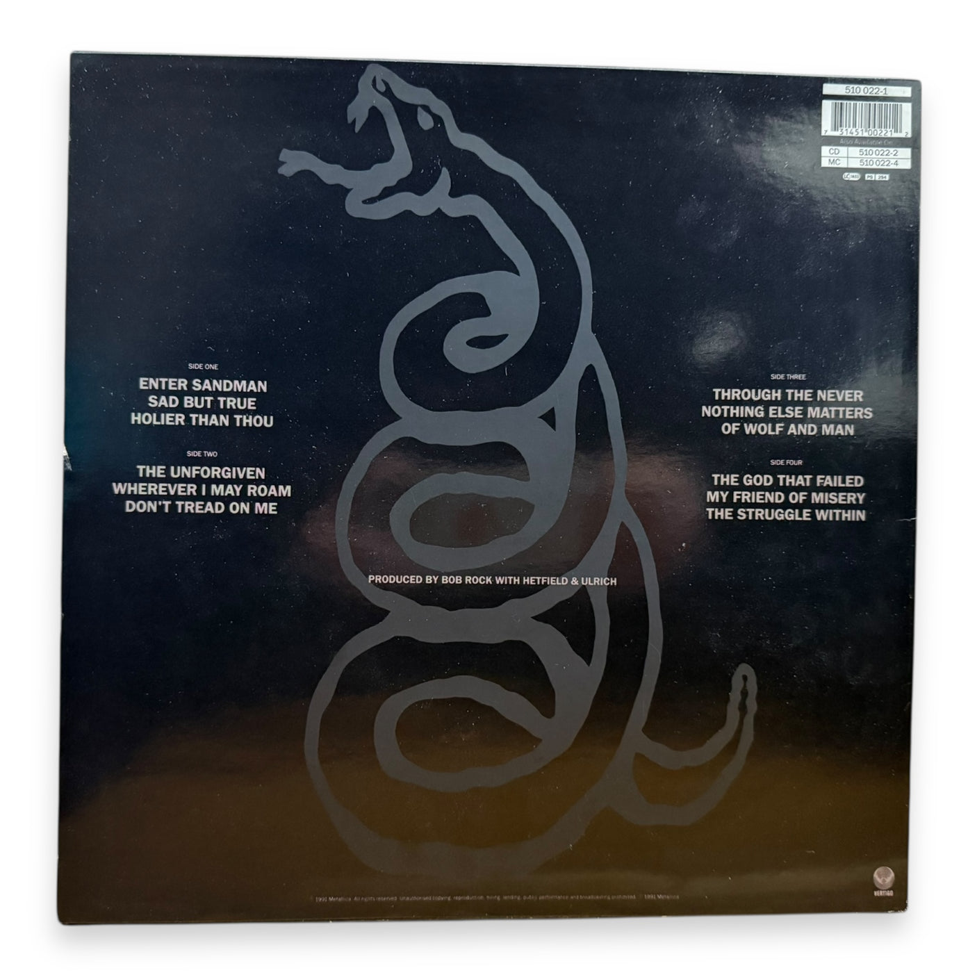 METALLICA - Metallica (Black Album) - USED LP VINYL - ORIGINAL 1991 EUROPE FIRST PRESS - VG/VG+