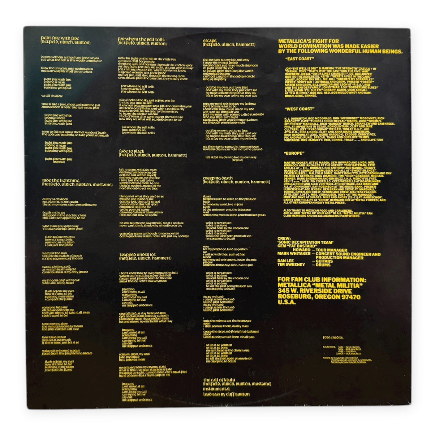 METALLICA - Ride The Lightning | Original 1984 UK Press | Used LP Vinyl Album | VG+/VG+