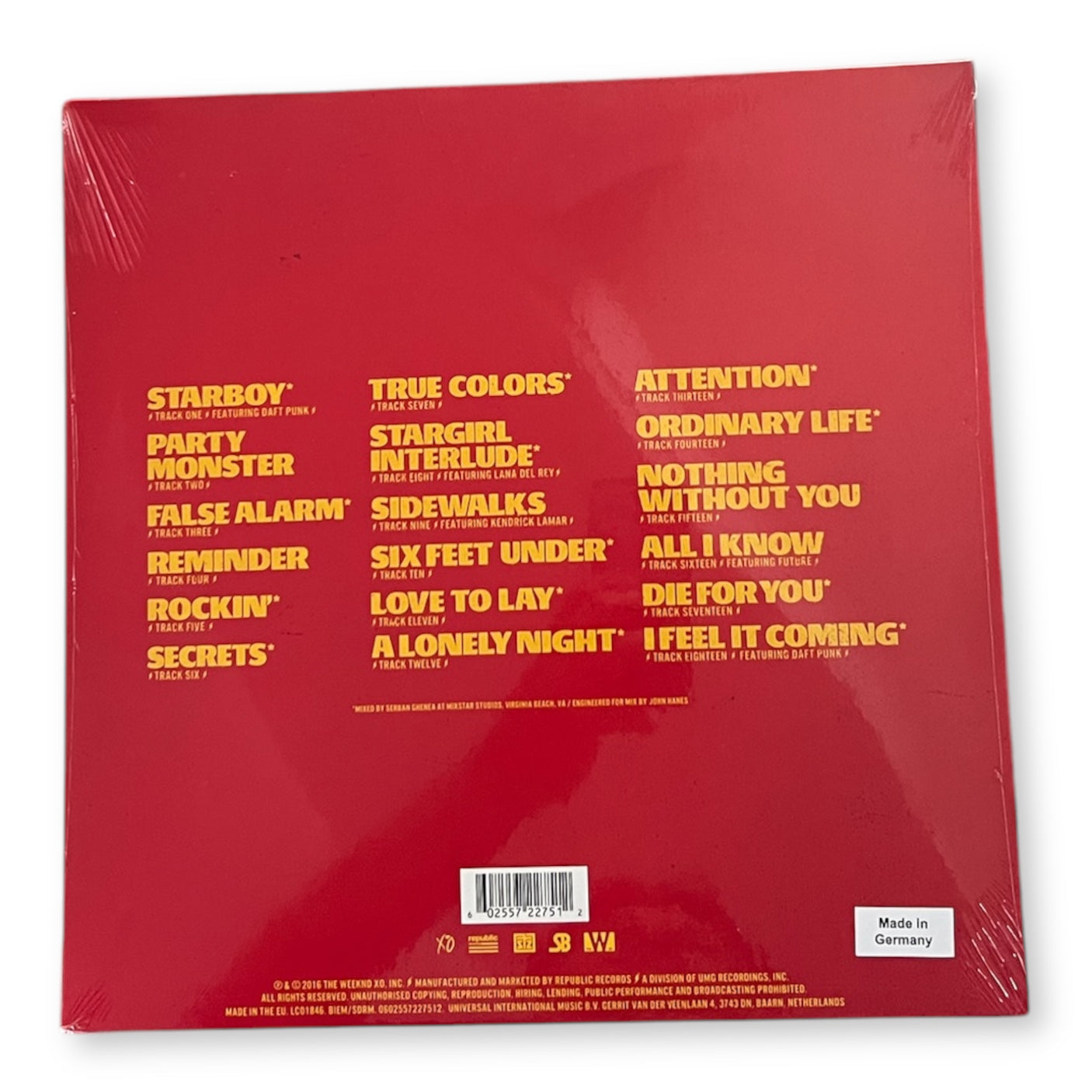 THE WEEKND - Starboy - LP VINYL - LIMITED EDITION RED TRANSLUCENT VINYL - BRAND NEW