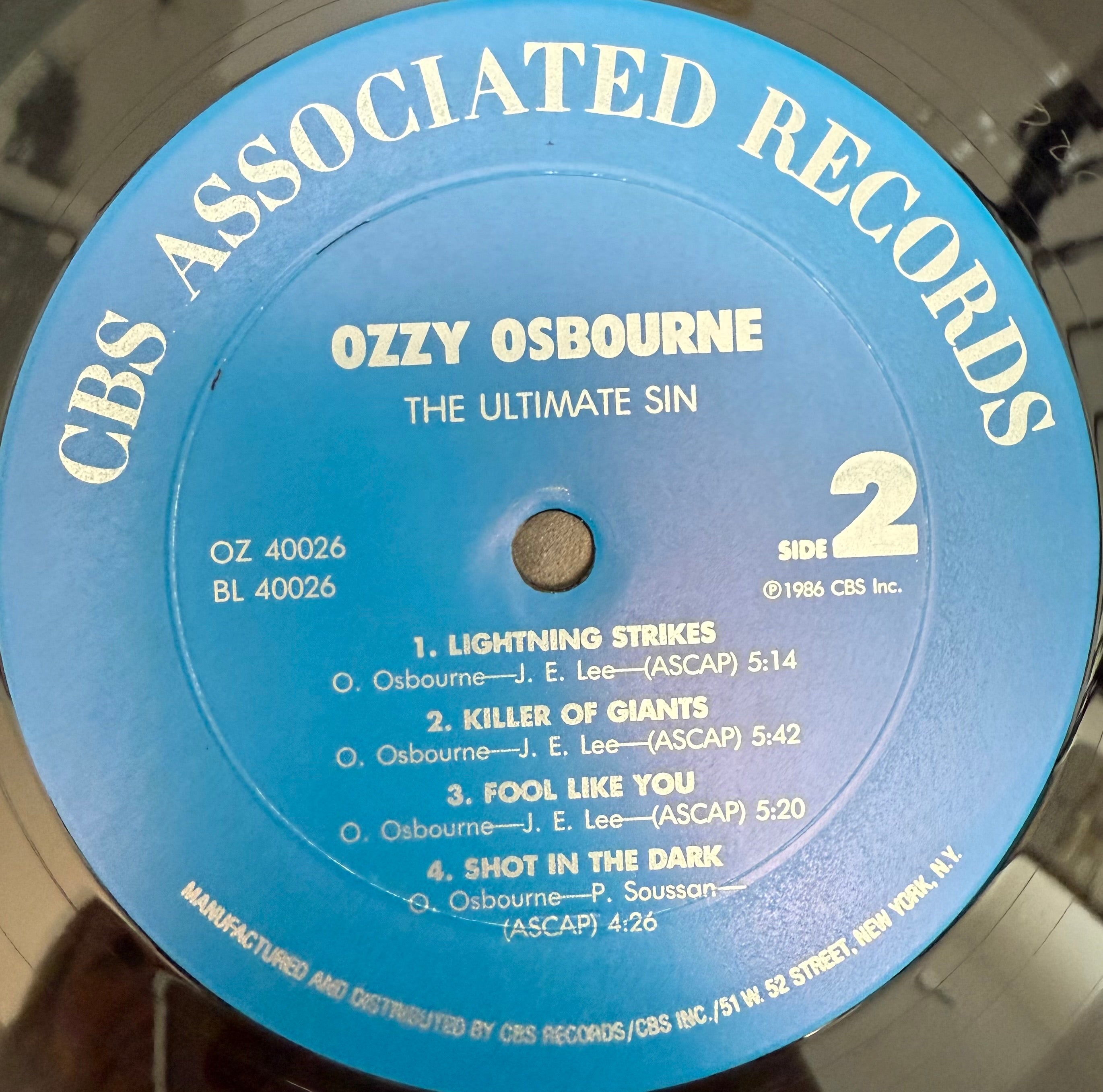 OZZY OSBOURNE - The Ultimate Sin | Original 1986 USA Press | Used