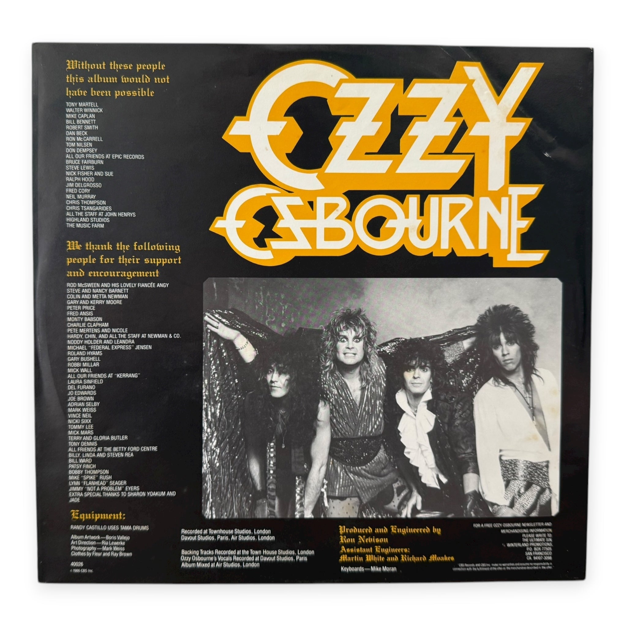 OZZY OSBOURNE - The Ultimate Sin | Original 1986 USA Press | Used