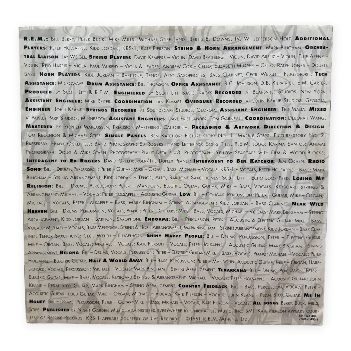 R.E.M - Out Of Time | Original 1991 Europe Press | Used LP Vinyl Album | VG+/VG+