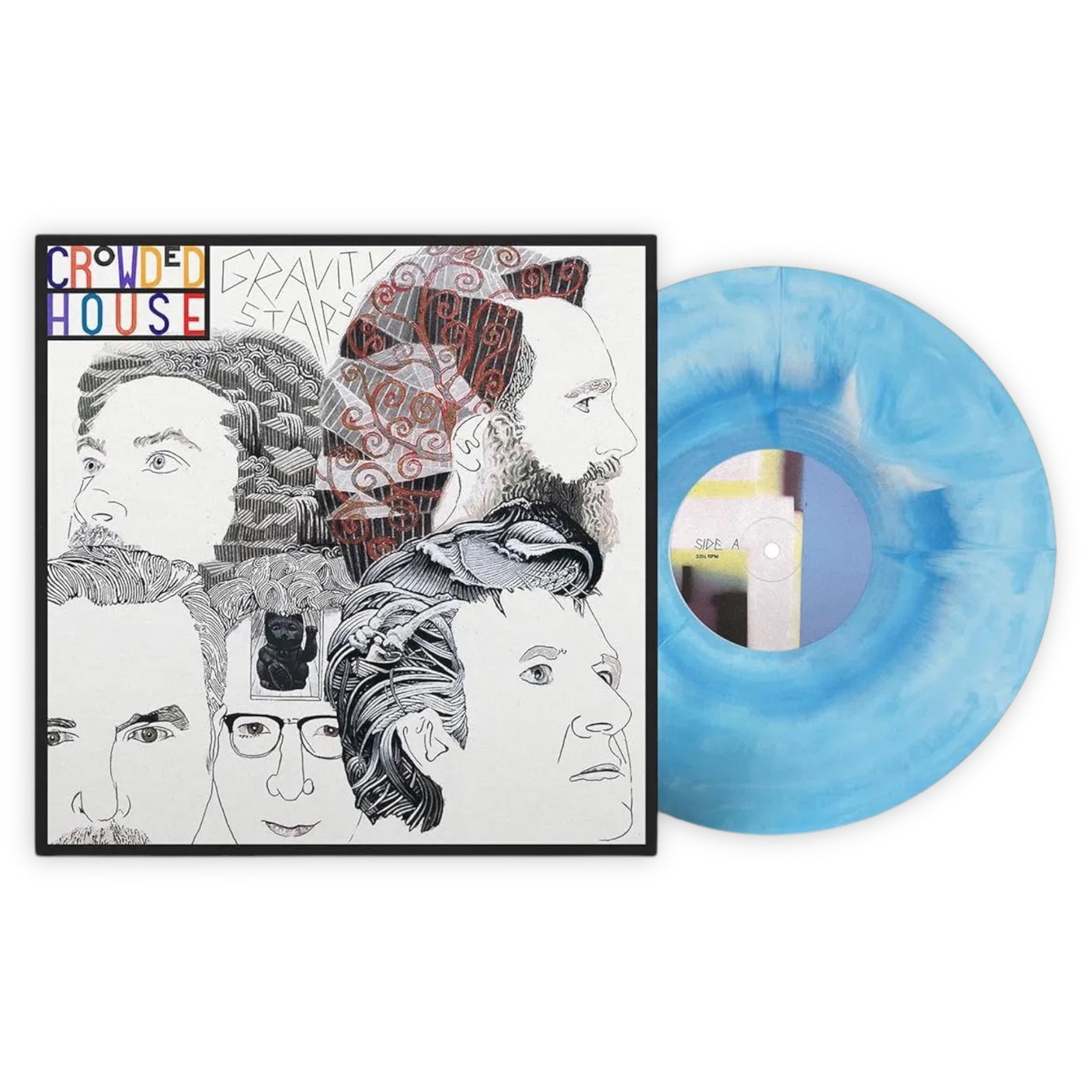 CROWDED HOUSE - Gravity Stairs - LP VINYL - CLOUDY BLUE VINYL - AUTOGRAPHED INSERT - BRAND NEW