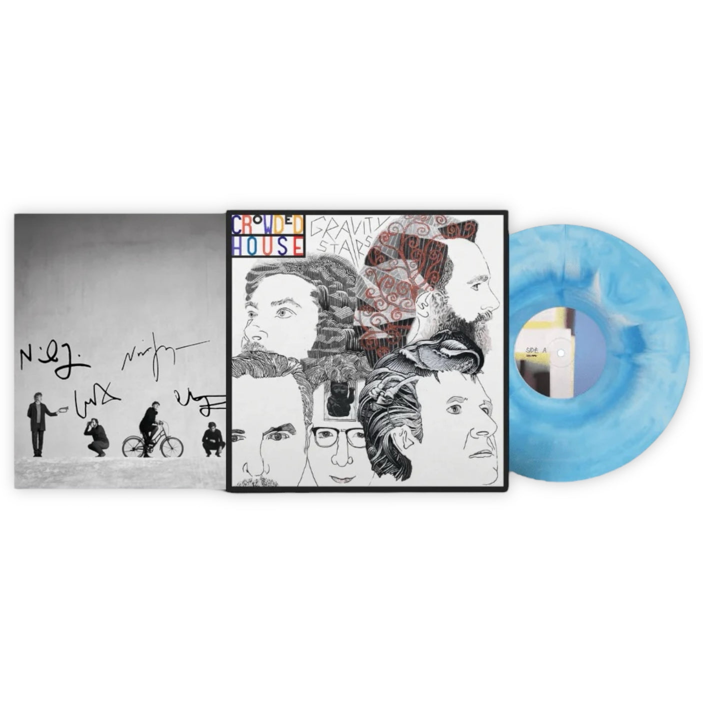 CROWDED HOUSE - Gravity Stairs - LP VINYL - CLOUDY BLUE VINYL - AUTOGRAPHED INSERT - BRAND NEW
